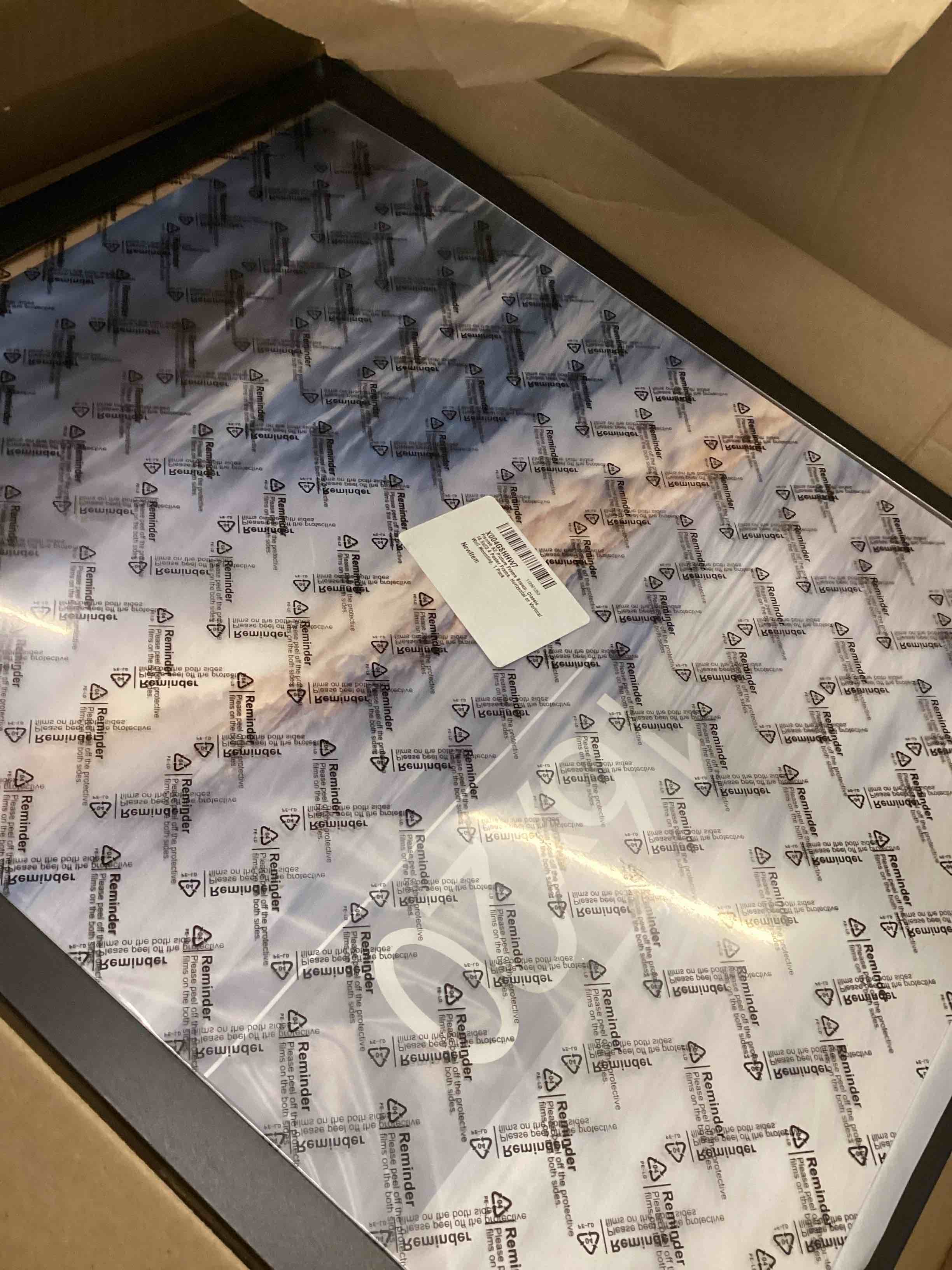 Condition photo showing As Is for A2 Picture Frame Brown, Classic 16.5x23.4 Poster Frame, Horizontal or Vertical Wall Mounting, 1 Pack Brown A2