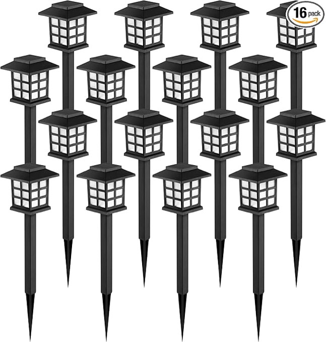 24 pack solar pathway lights outdoor, waterproof outdoor solar lights-asian style