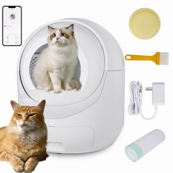 smart automatic cat litter box, self cleaning litter box, app control, support 5g & 2.4g wifi for multiple cats