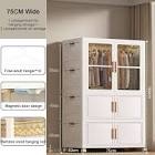 portable closet wardrobe, folding storage bins with lid, stackable storage box with hanging rod and doors, collapsible plastic clothes cabinet with wheels, 10 hangers