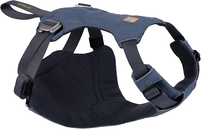 ruffwear, load up dog harness, strength-rated car safety harness with universal seat belt attachment, slate blue, small
