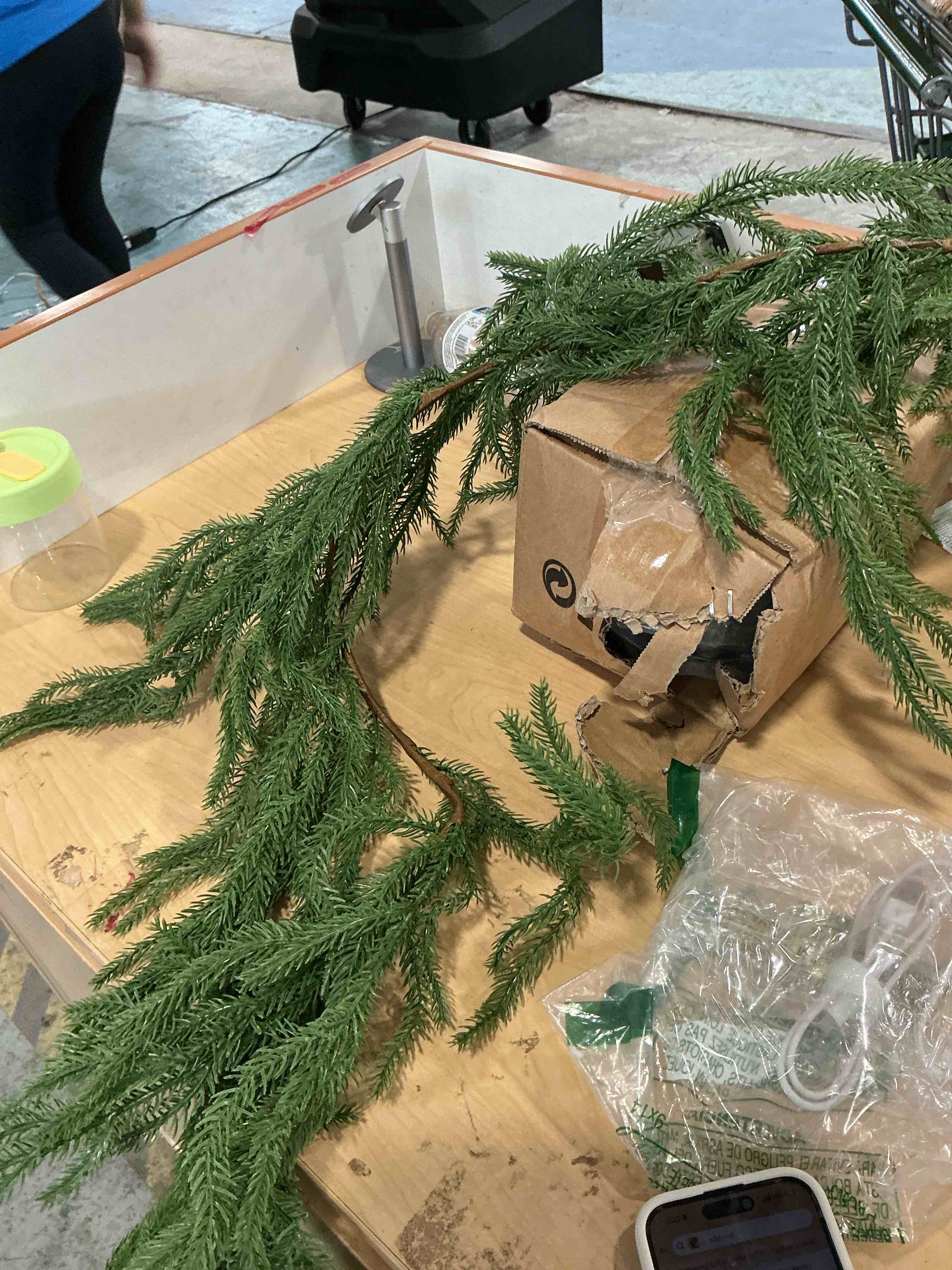 Condition photo showing New/Like New for hananona 2 pcs 6 ft artificial norfolk pine garlands, real touch winter pine garland, green artificial greenery garland for table, mantle, wall, indoor, outdoor christmas decorations (2, 6 ft) 6 ft 2