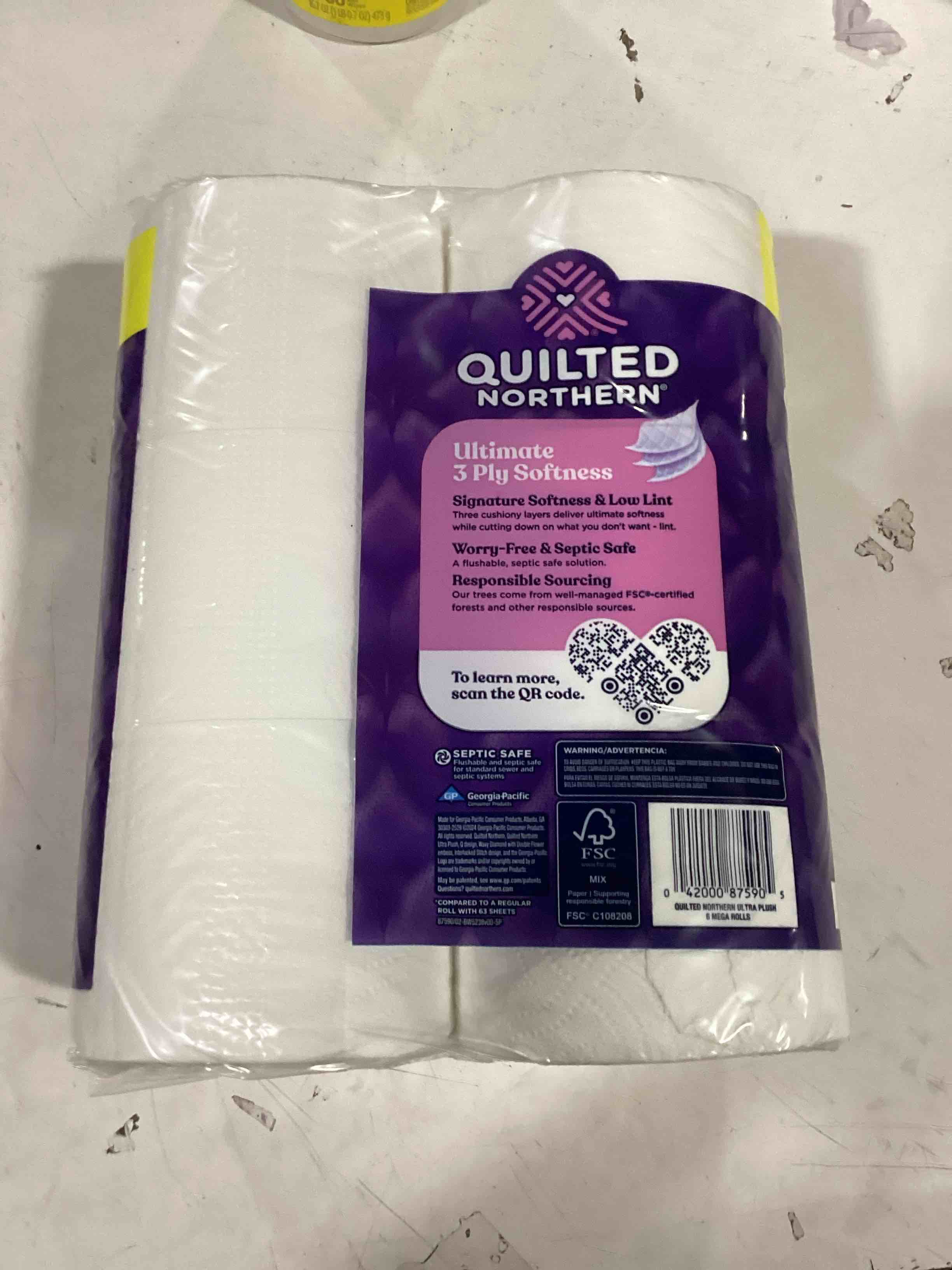 Quilted Northern Ultra Plush Toilet Paper, 6 Mega Rolls = 24 Regular Rolls, 3X Thicker*, 3 Ply Soft Toilet Tissue | 3X Thicker*, Ultra Soft