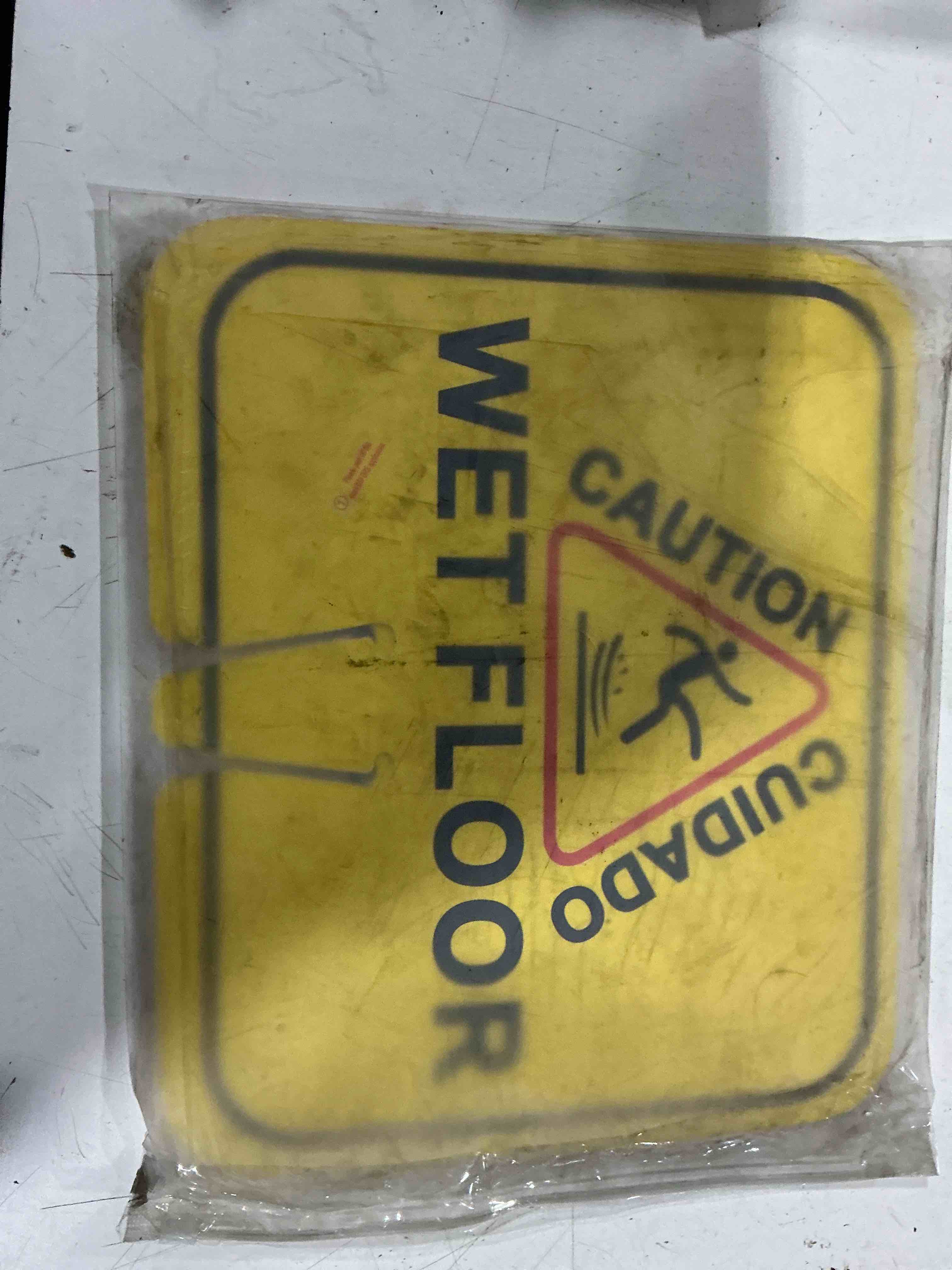 Geetery 5 Pcs Caution Wet Floor Sign Yellow Top Wet Floor Signs Double-sided for Commercial Use, Kit