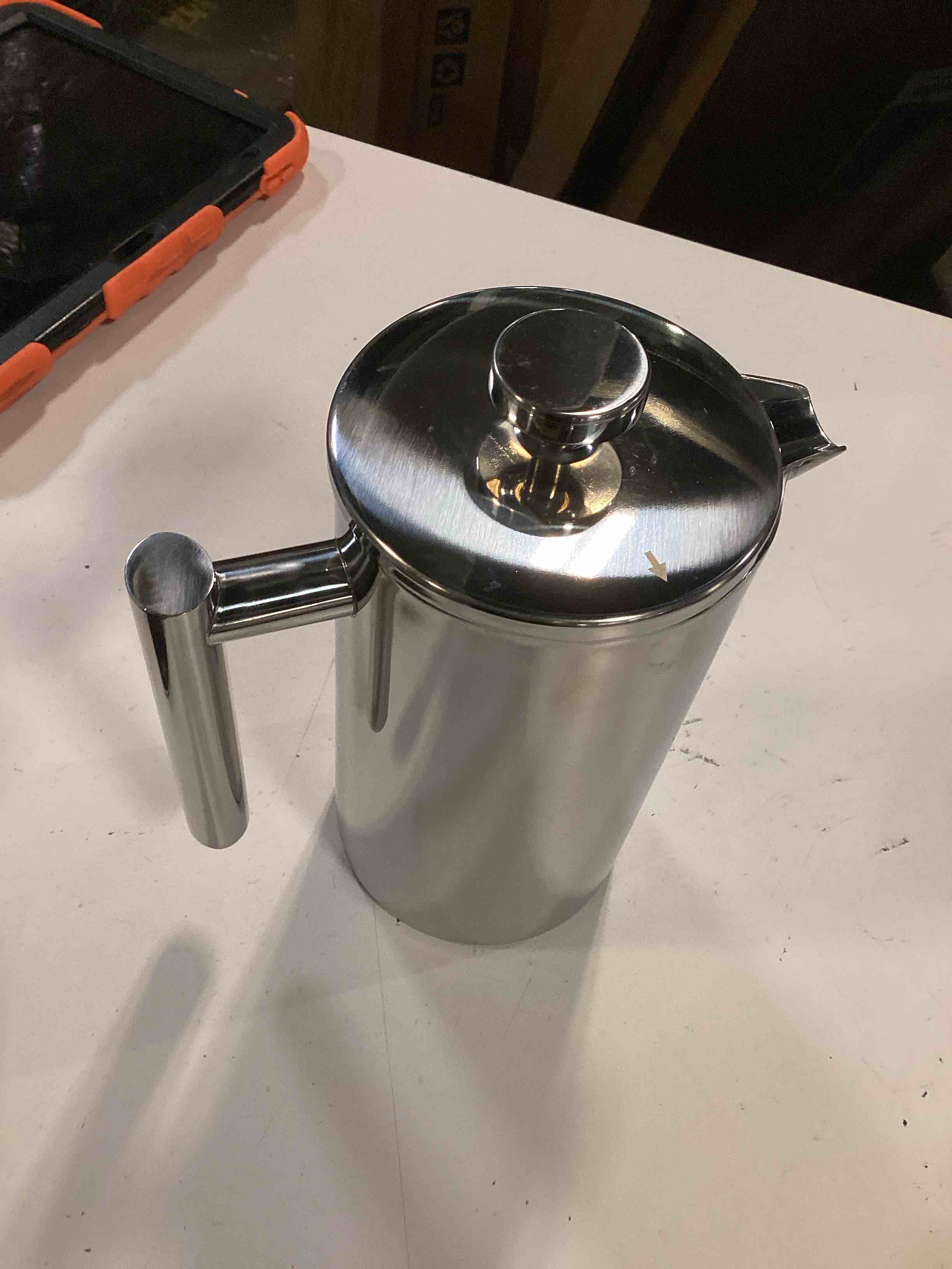 Condition photo showing As Is for french press coffee maker, double layer stainless steel french coffee press coffee maker, portable french press pot for home(350ml-silver)