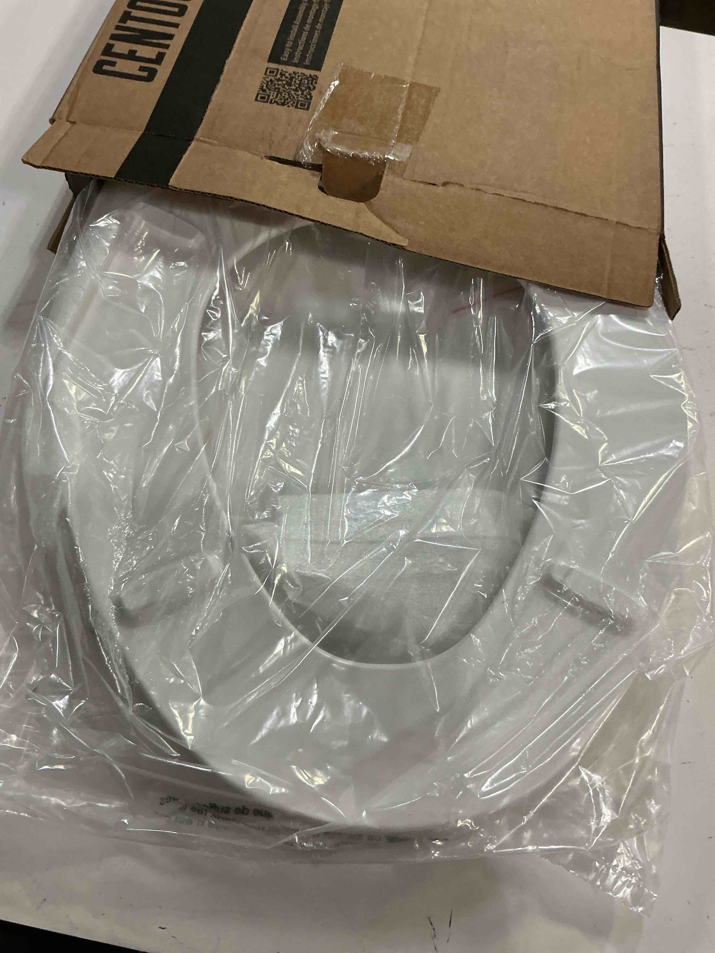 Condition photo showing Good Condition for centoco elongated toilet seat, heavy-duty wood core with plastic scratch-resistant finish, soft close, made in the usa, 900sc-001, white