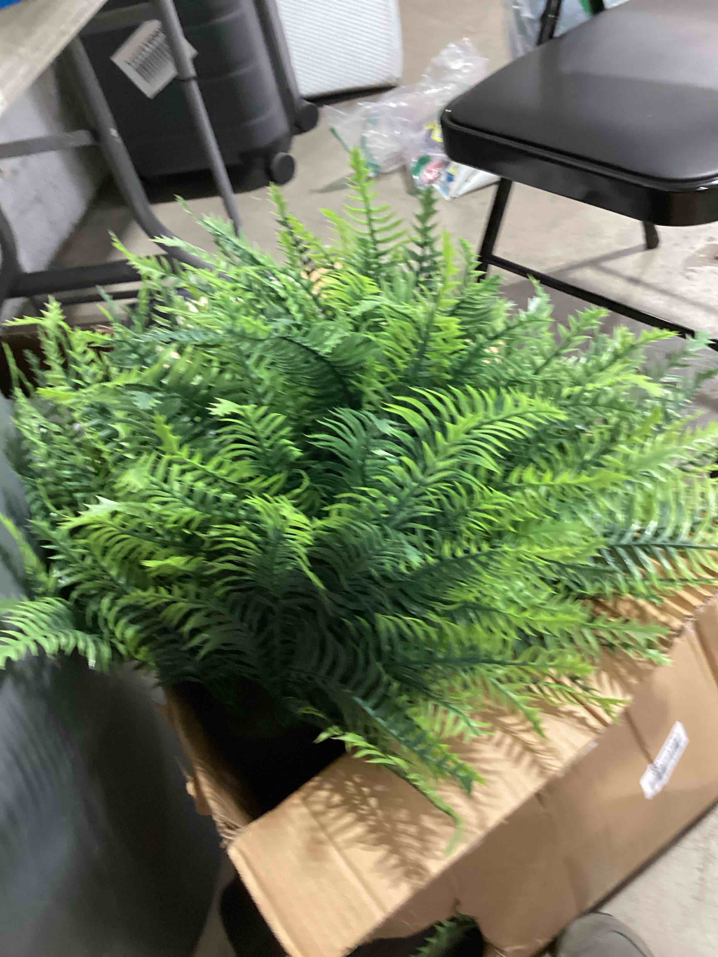Condition photo showing As Is for foteewl artificial ferns potted plant for front door decoration - 2 sets uv resistant realistic bush faux greenery fern potted fake plants for home garden porch farmhouse decor