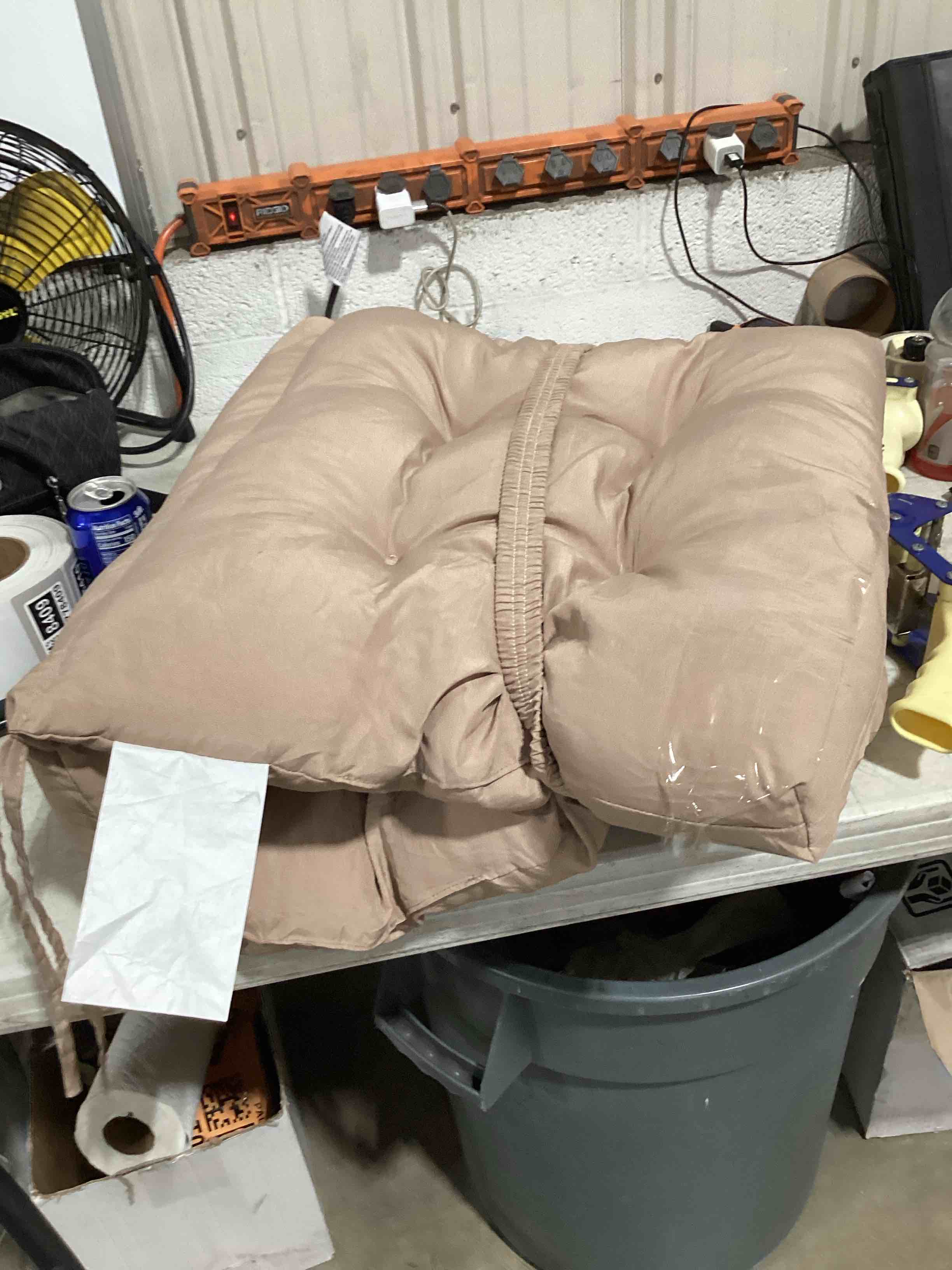 Condition photo showing As Is for adirondack chair cushion, rocking chair cushion 44x19.4x4 inch, high back patio cushions of upper and lower with ties, sunscreen and fade-resistant (beige, 2)