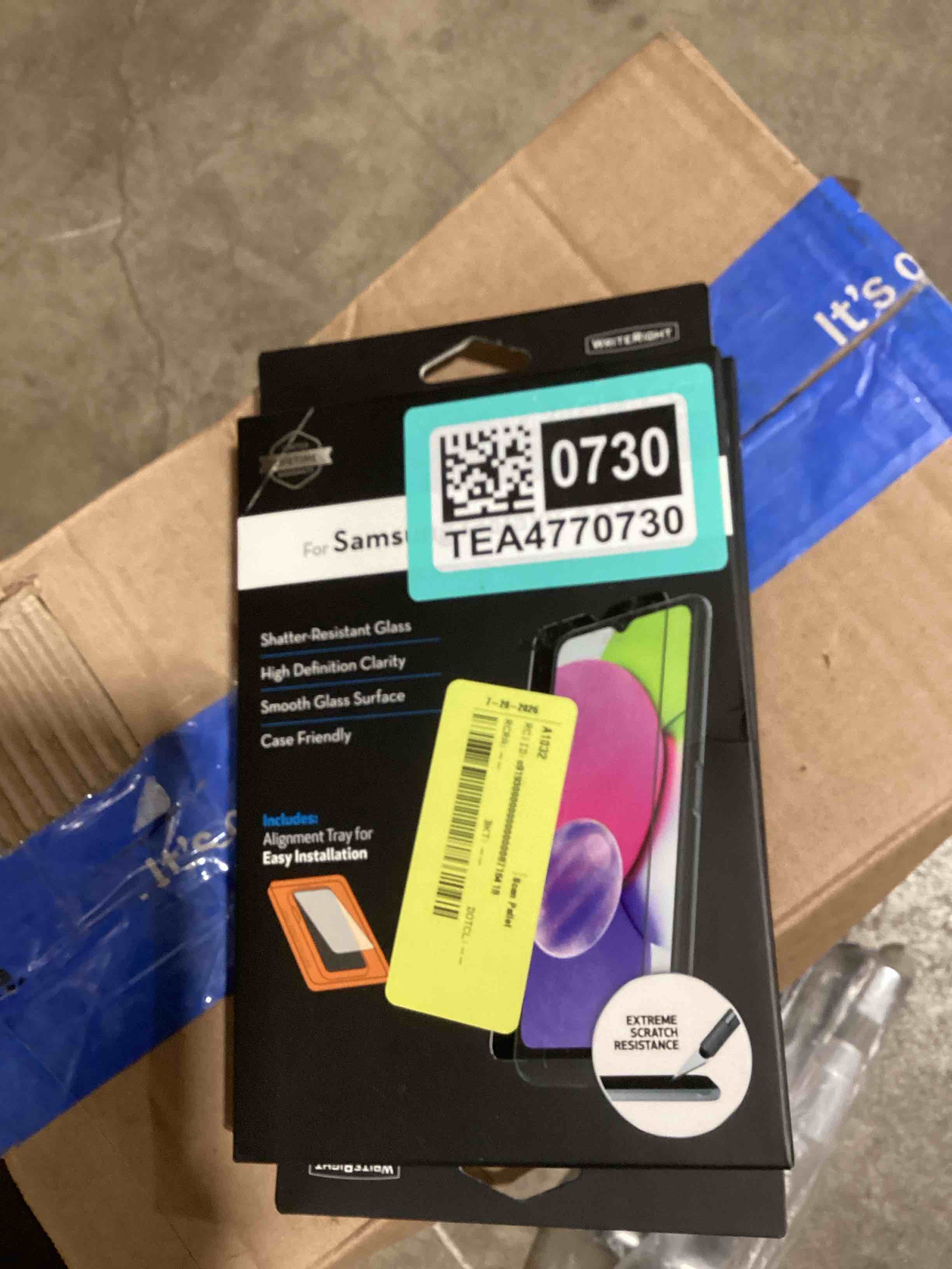 Condition photo showing Good Condition for duraglass tempered glass screen protector with quick installation tray for samsung galaxy a03s