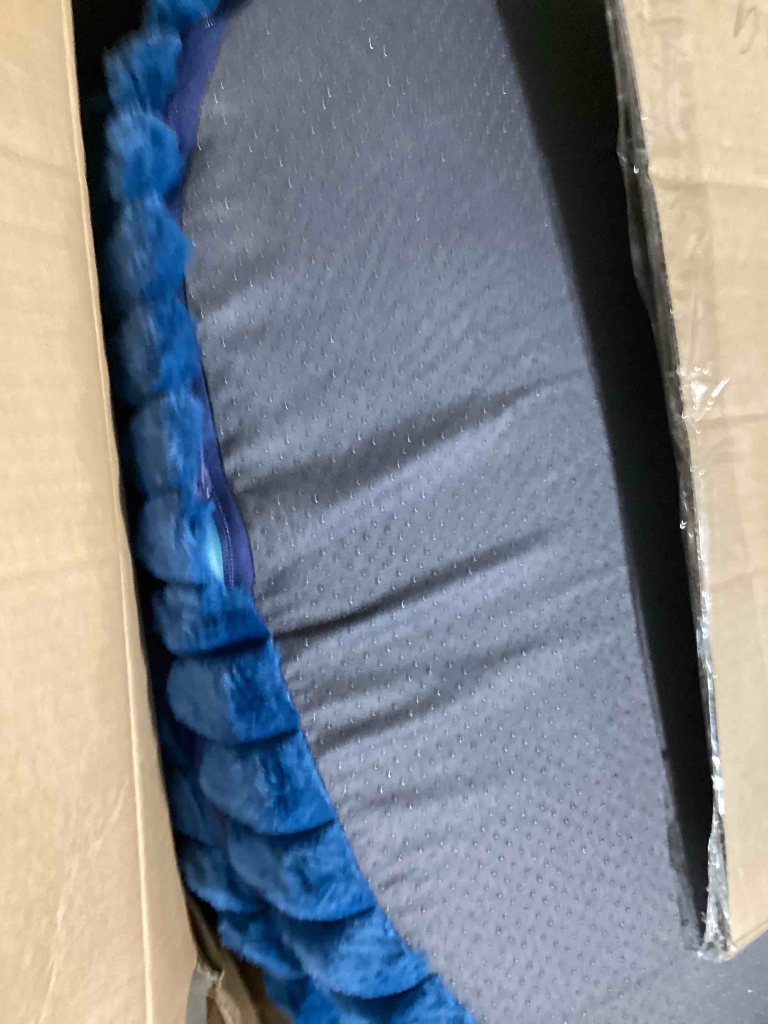 Condition photo showing As Is for chixnuggle orthopedic dog bed, washable cover, faux fur bolster pet couch | waterproof,egg crate foam,non-slip bottom,for small medium dogs,navy,30*24*7,dog sofa,puppy bed navy m(30*24*7)