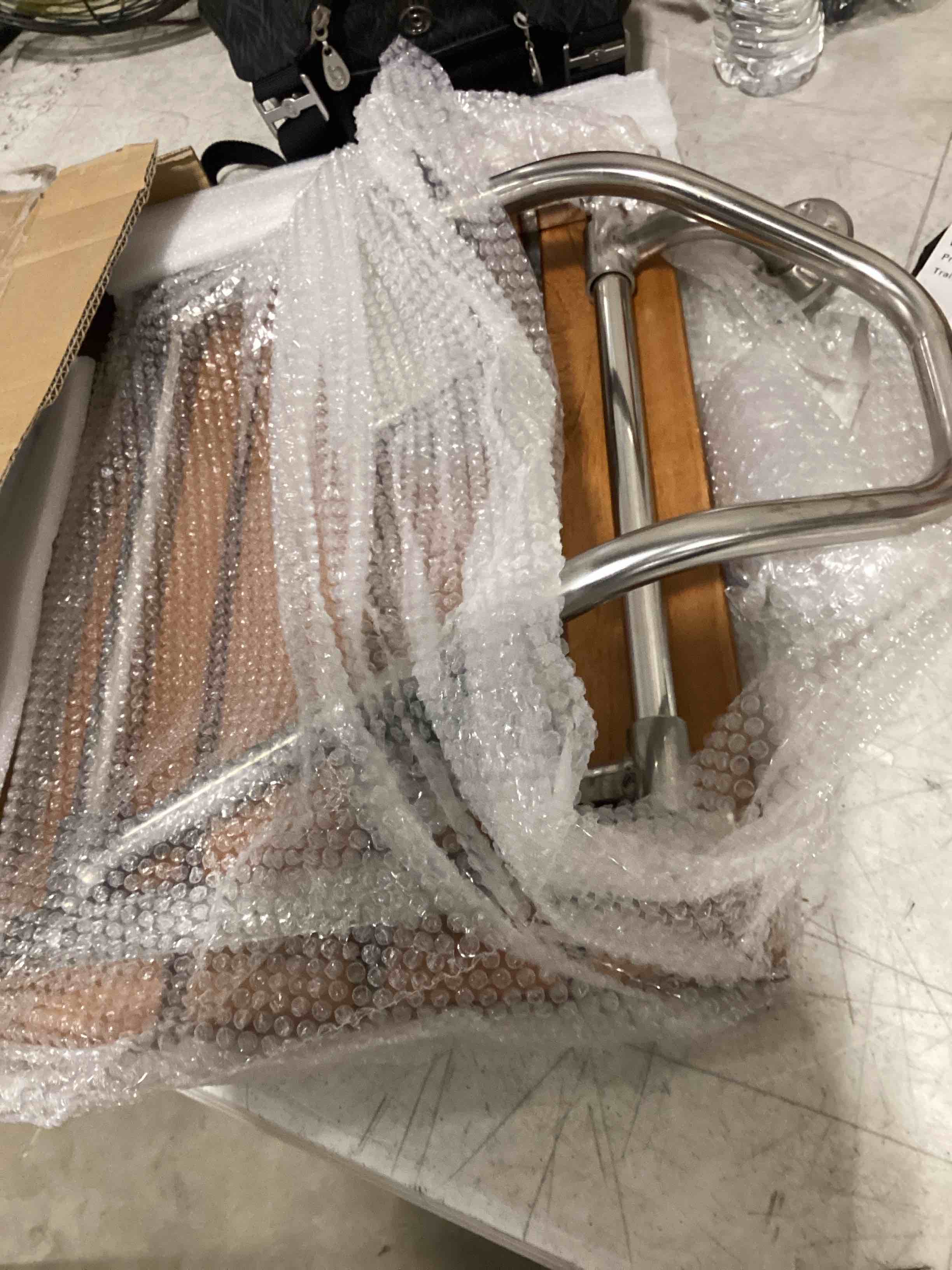 Condition photo showing Good Condition for 18 inch teak folding shower seat wall mounted, 420 lbs capacity sturdy shower bench with 316 stainless steel frame & finish caps, narrow bathroom space saving teak wood shower chair