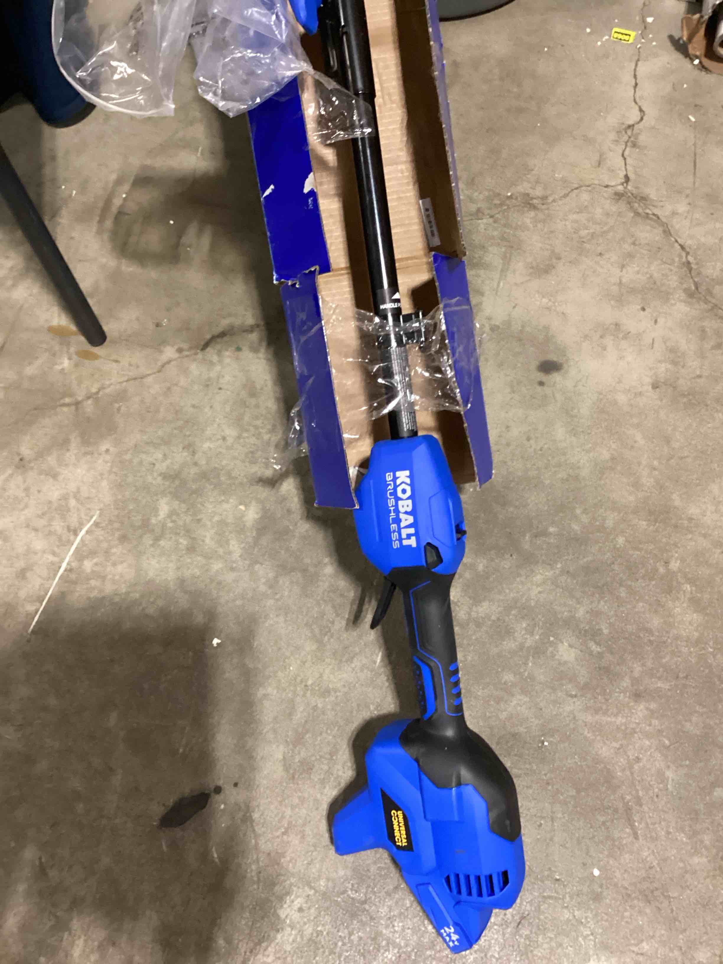 Condition photo showing As Is for kobalt 24-volt string trimmer kit
