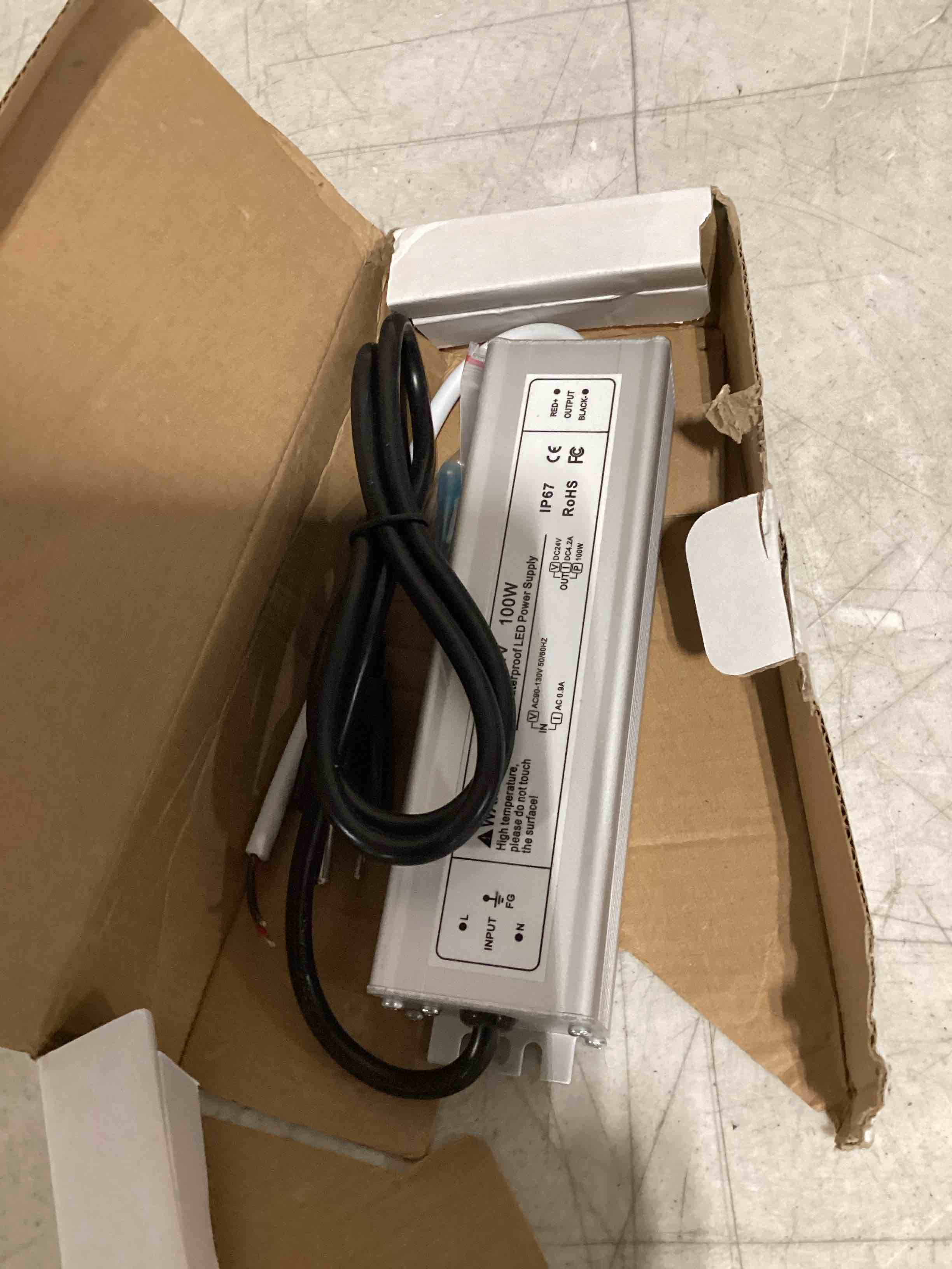Condition photo showing Good Condition for 24v 100w led power supply, ip67 waterproof led driver, ac 110v to dc 24 volt 4.2a low voltage transformer converter for outdoor led strip & landscape lighting, 3-prong plug with 3.3ft cable