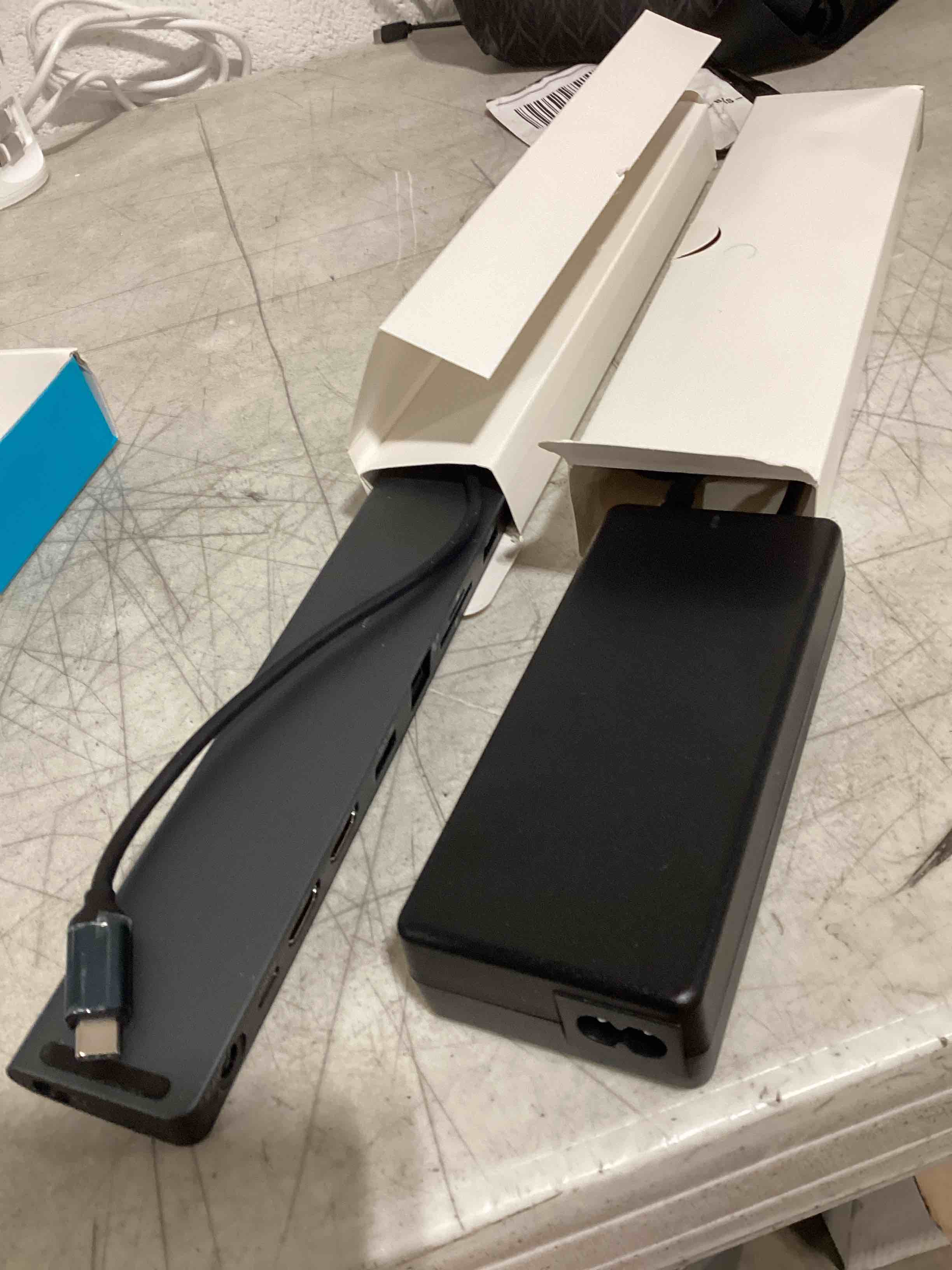 Condition photo showing Good Condition for usb c docking station dual monitor with power adapter: newq 12-in-1 thunderbolt 3 | 4 dock, dual 4k hdmi, 4 usb, audio, ethernet, sd/tf slot, 18w pd out, for mac, hp, dell, lenovo, surface, asus, acer 96w power adapter