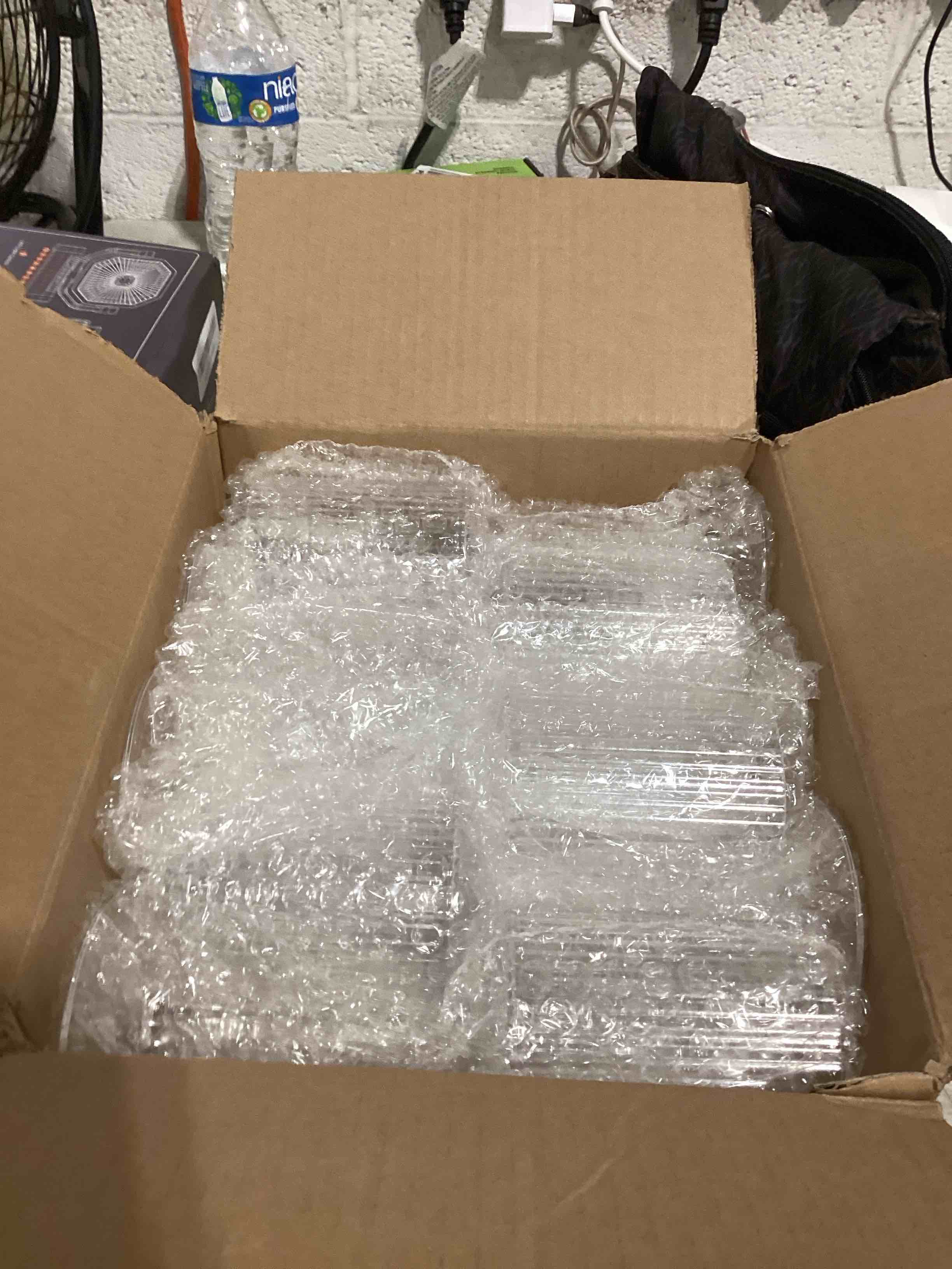 Condition photo showing New/Like New for 12 pcs 9oz unbreakable acrylic goblets - clear ribbed red wine glasses, elegant reusable stemmed wine cups for family gatherings, birthday parties & weddings clear ribbed wine cups 12 pcs