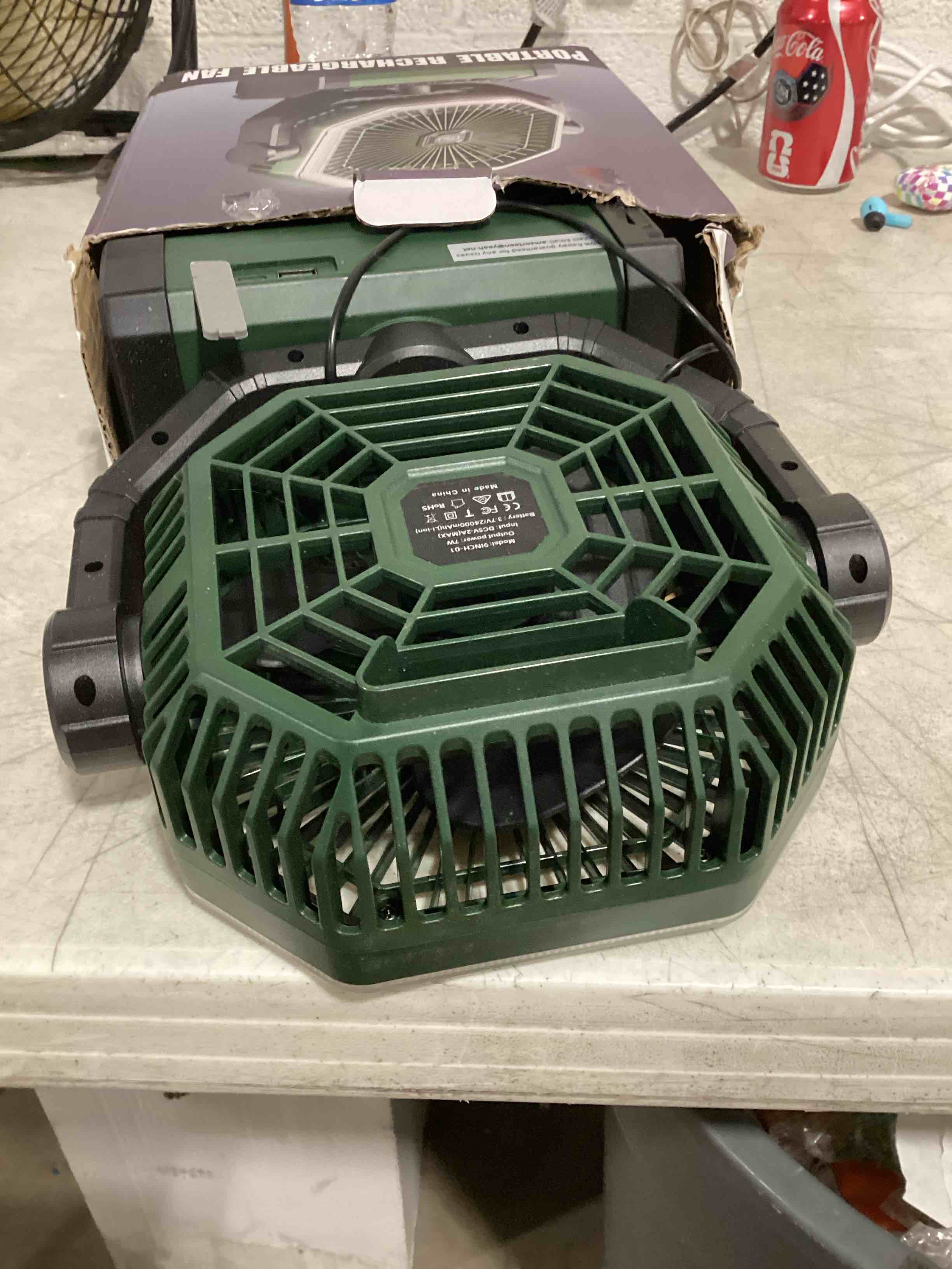 Condition photo showing Good Condition for allsion camping fan - 24000mah portable fan, rechargeable fan with light & remote, battery powered fan 4 speed strong airflow, desk/camping/outdoor/gym fan for office travel treadmill camping gear