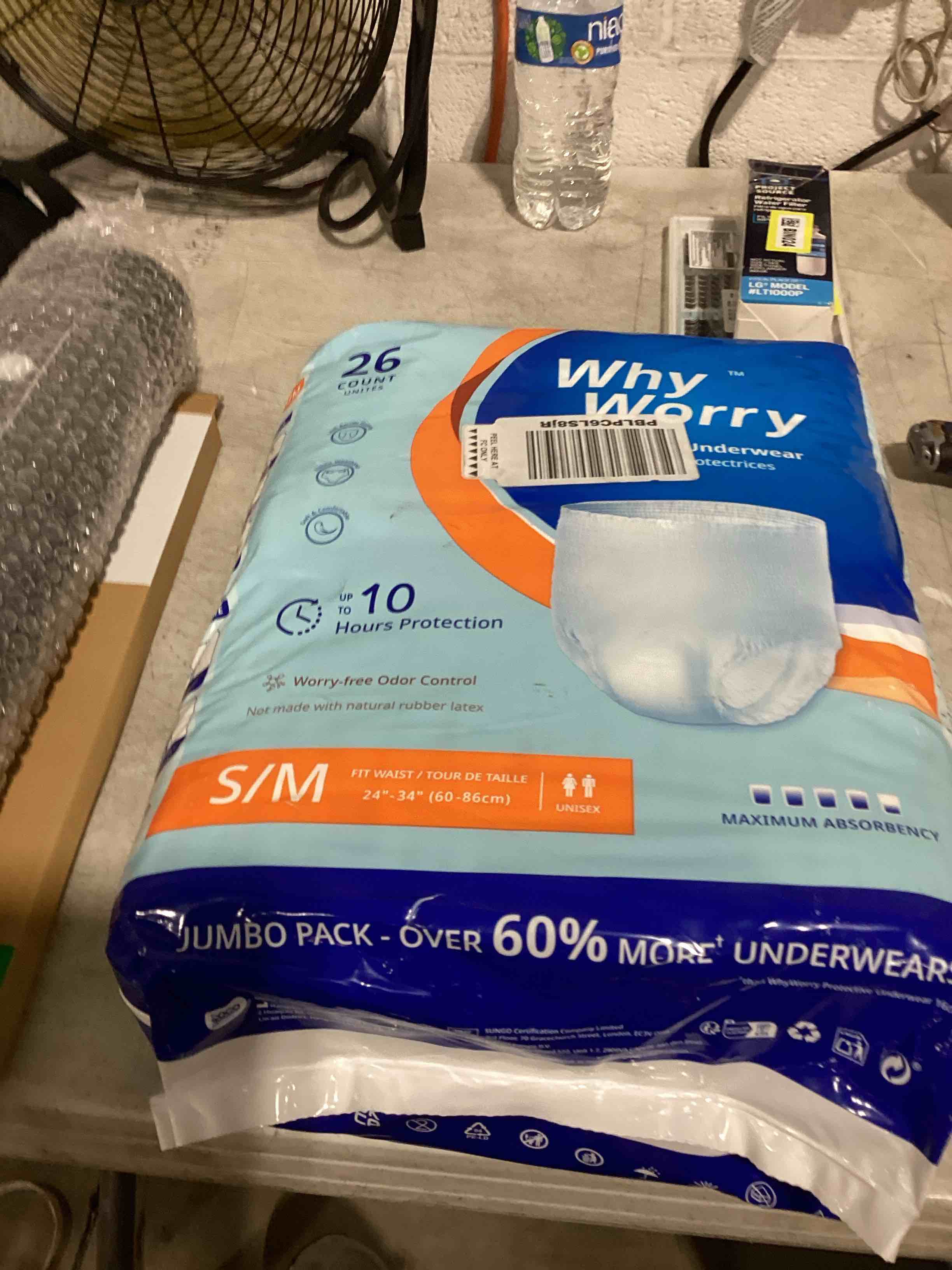 Condition photo showing New/Like New for whyworry incontinence underwear for women & men, small/medium, 26 count | disposable adult pull ups with maximum absorbency, leakproof adult diaper pants, overnight protection, odor control, unisex small/medium (26 count)