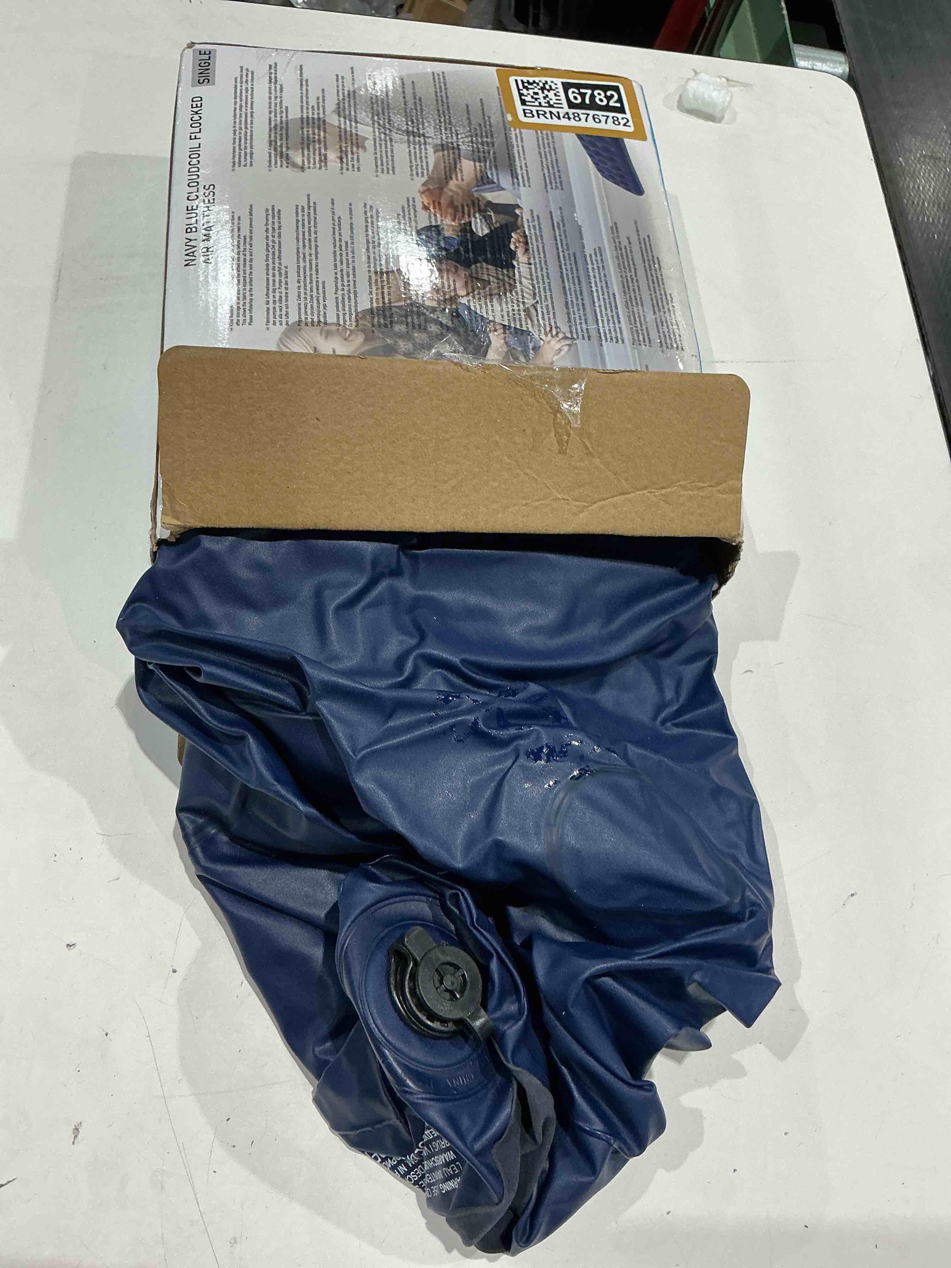 Condition photo showing As Is for single size air mattress inflatable bed, blow up mattress camping sleeping pad