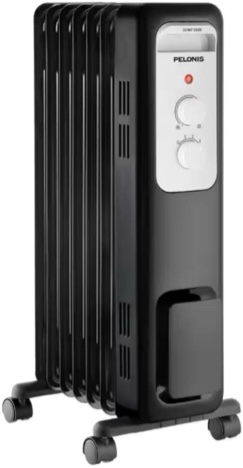 1,500-watt oil-filled radiant electric space heater with thermostat
