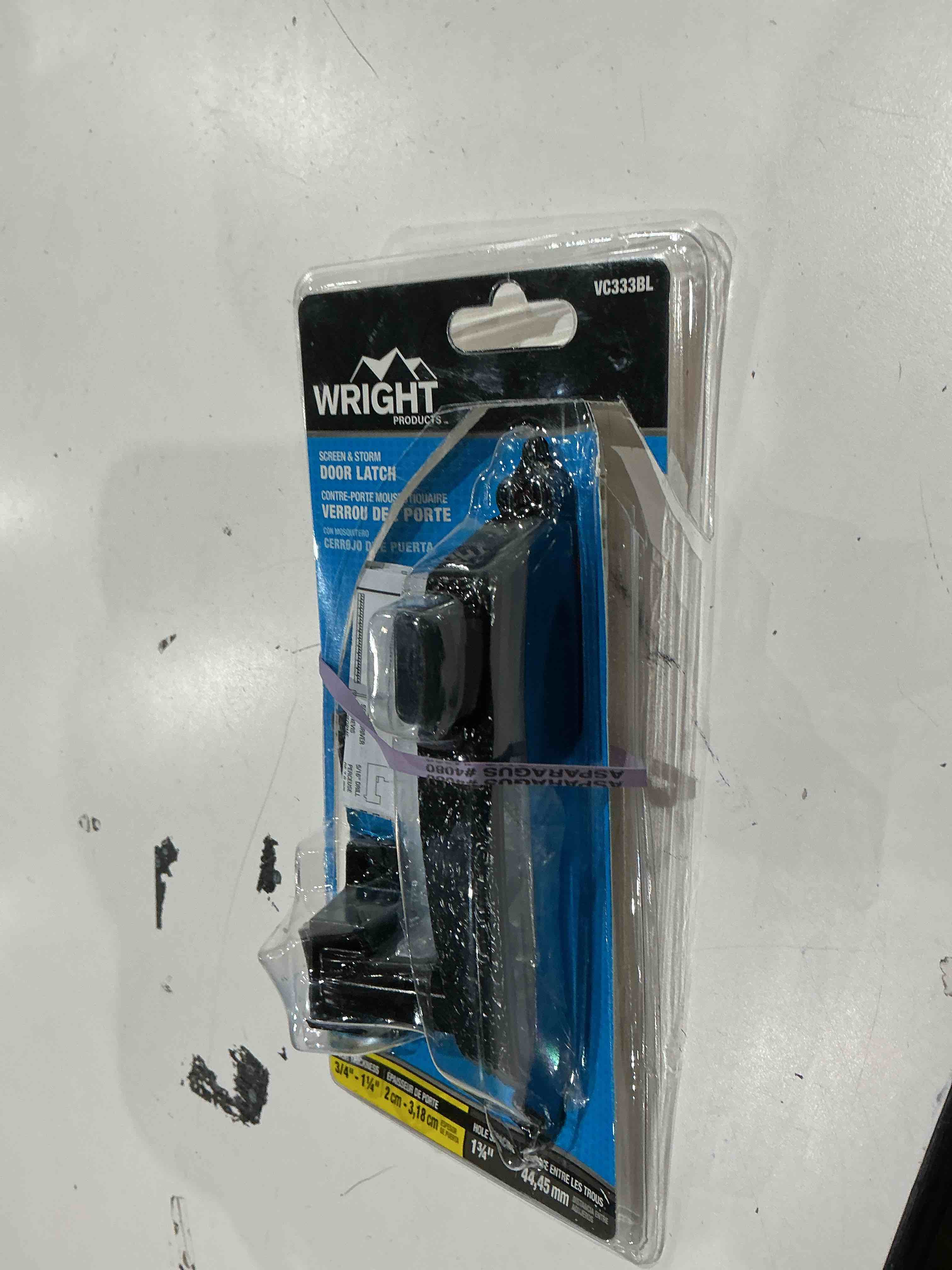 Condition photo showing As Is for wright products black lockable screen/storm door replacement handleset