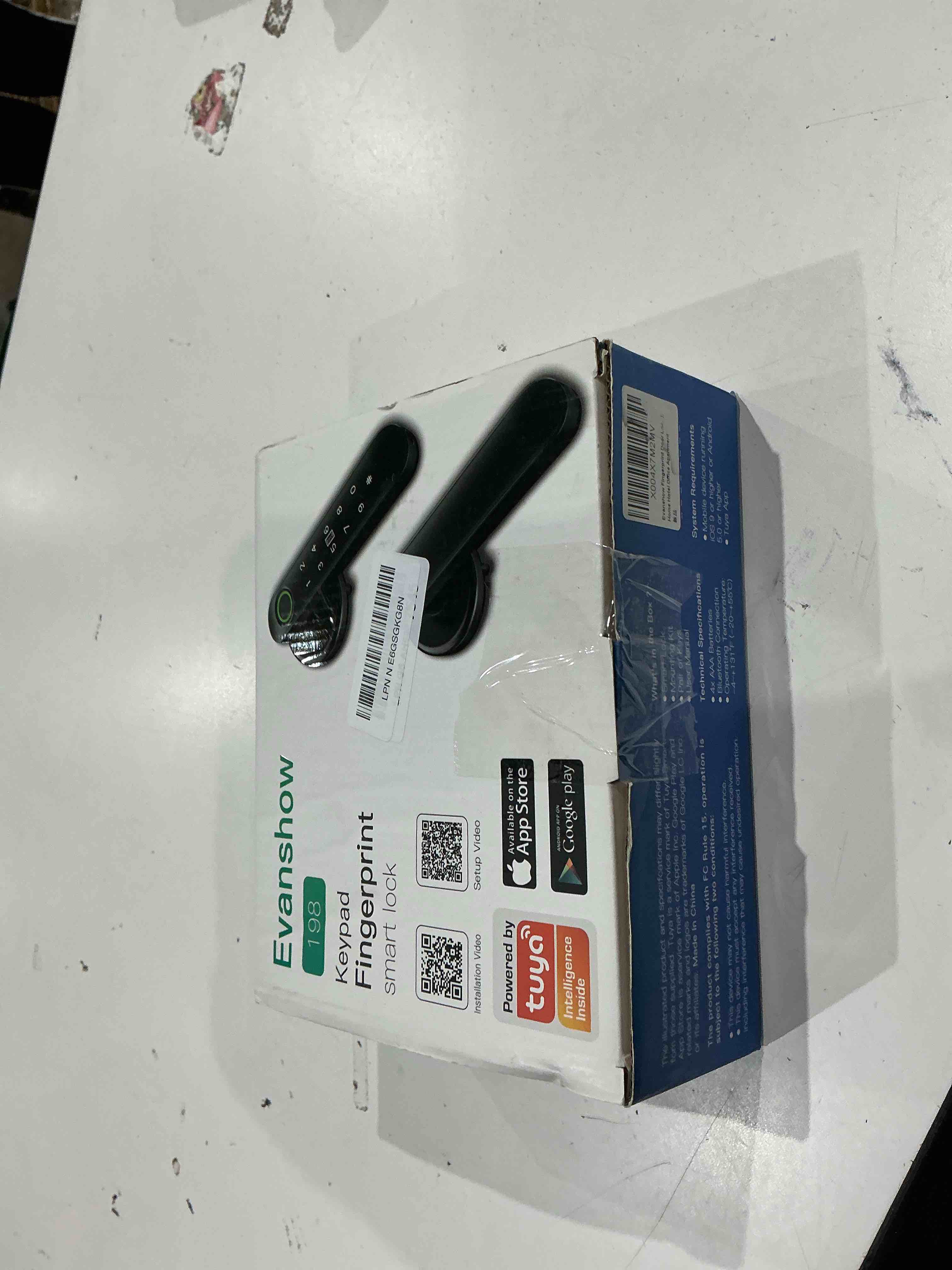 Condition photo showing As Is for fingerprint door lock biometric door knob with keypad keyless entry, 5-in-1 door locks for bedrooms(fingerprint/app/code/key/ic card), home hotel office apartment black black 03