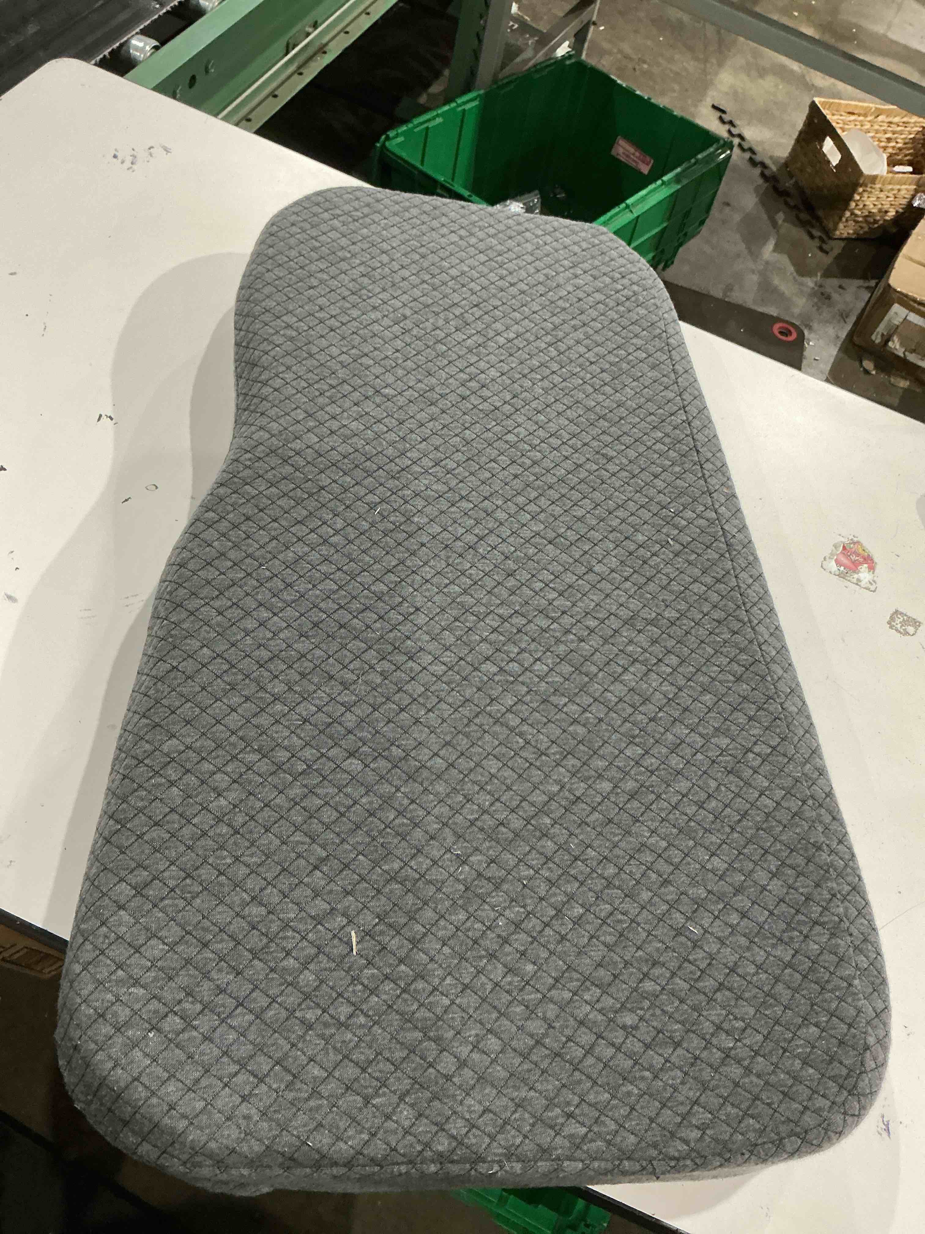 Condition photo showing As Is for memory foam knee pillow for side sleepers, leg pillow for knee, separates the knees for body alignment-between leg pillow for lower back pain relief and pregnancy support -(grey)