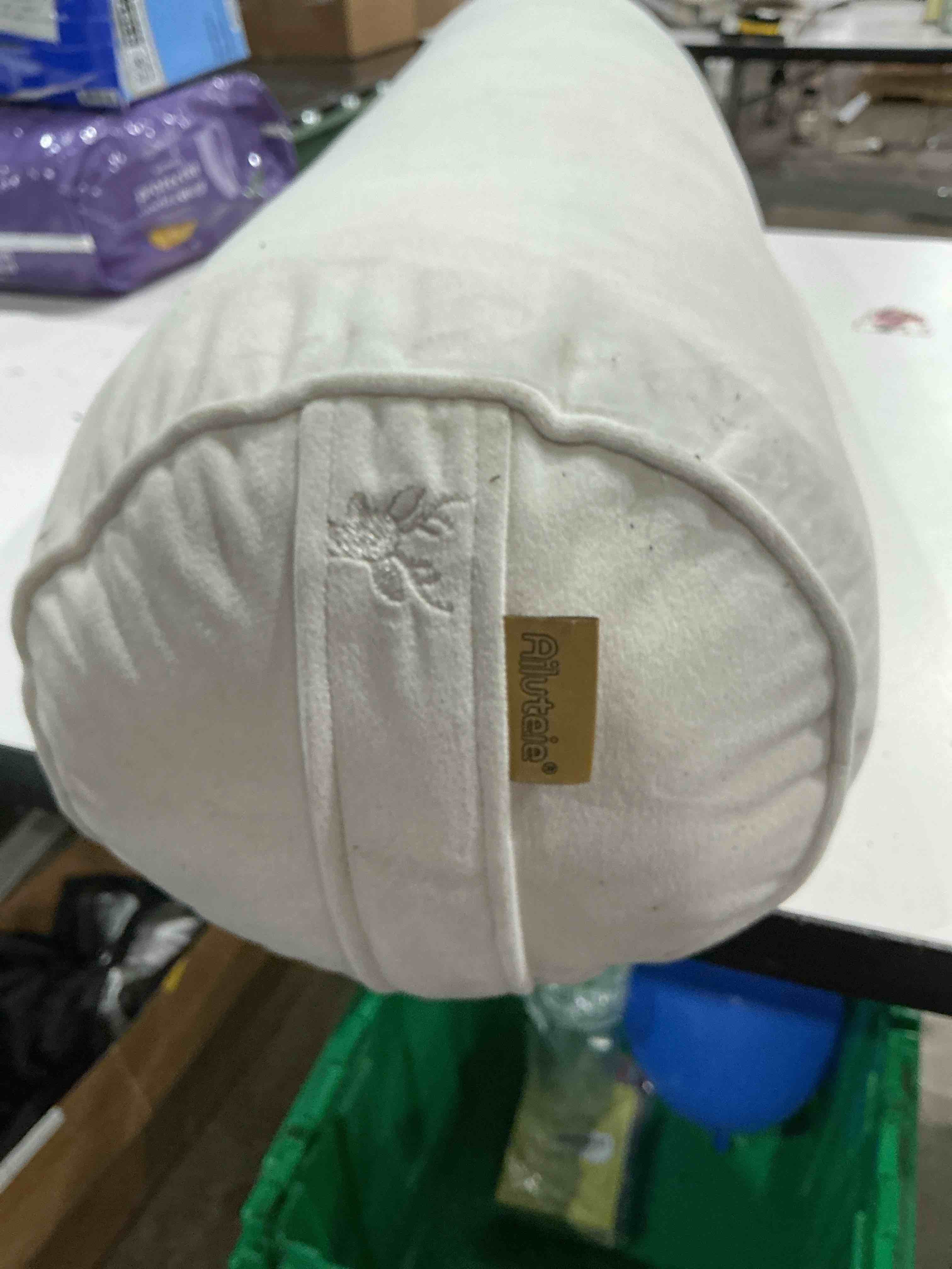 Condition photo showing As Is for body pillow for adults,long round pillow,big cylindrical pillow,large full bolster pillows for side sleepers (misty white, 39.37\"*7.87\") misty white 39.37\"*7.87\"