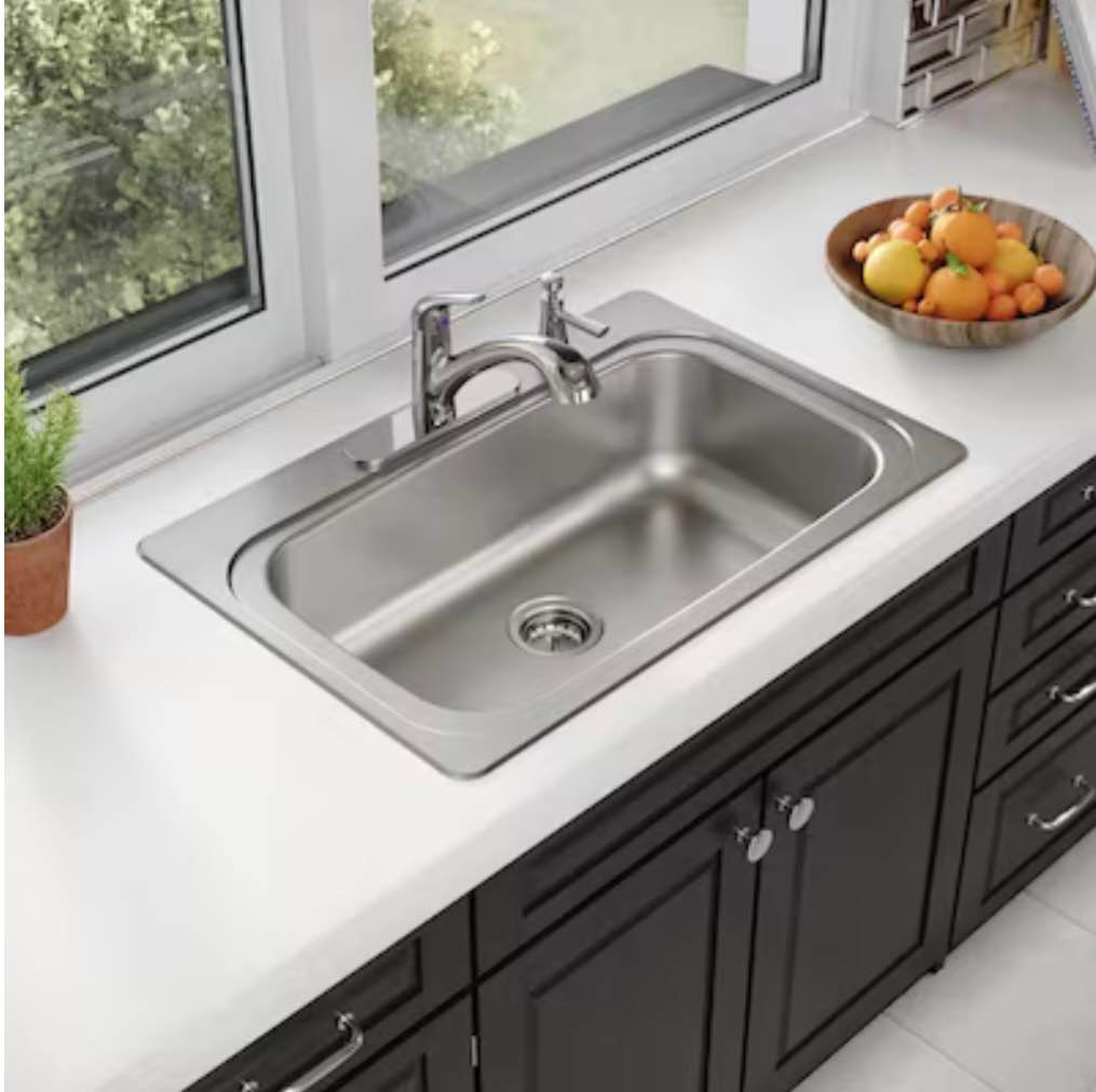 elkay freeport drop-in 33-in x 22-in stainless steel single bowl 20 -gauge kitchen sink