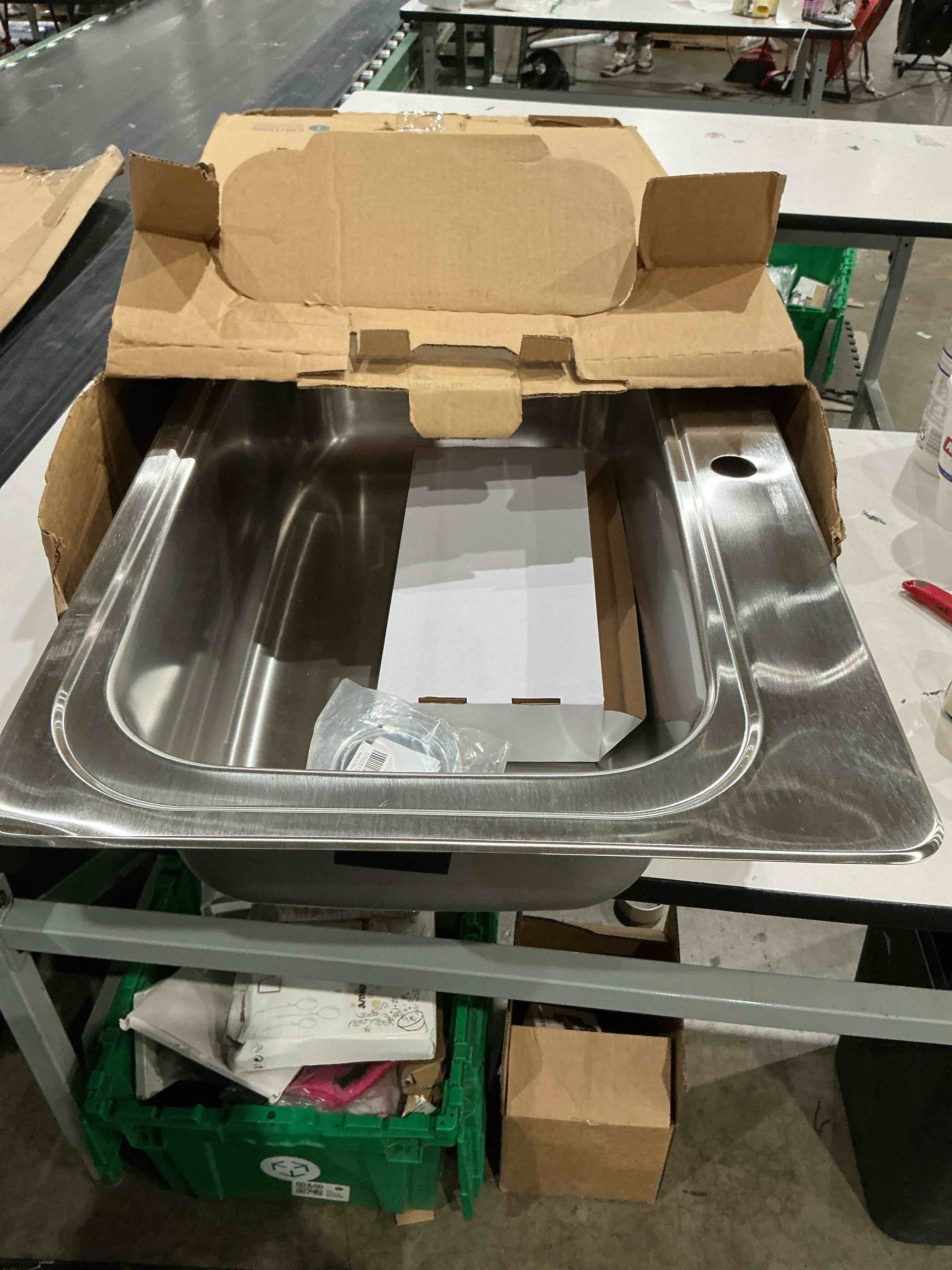Condition photo showing As Is for elkay freeport drop-in 33-in x 22-in stainless steel single bowl 20 -gauge kitchen sink