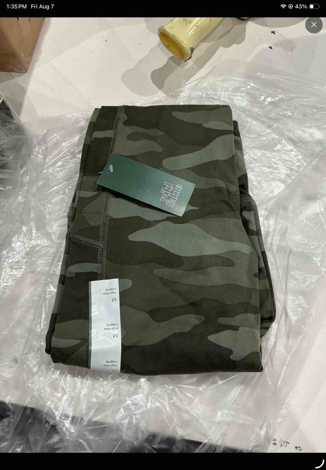 Condition photo showing Good Condition for wild fable women's high-waisted ultra soft leggings medium green camo