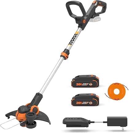 worx string trimmer cordless 3.0 20v powershare 12" edger & weed trimmer (battery and charger not included) wg163.9