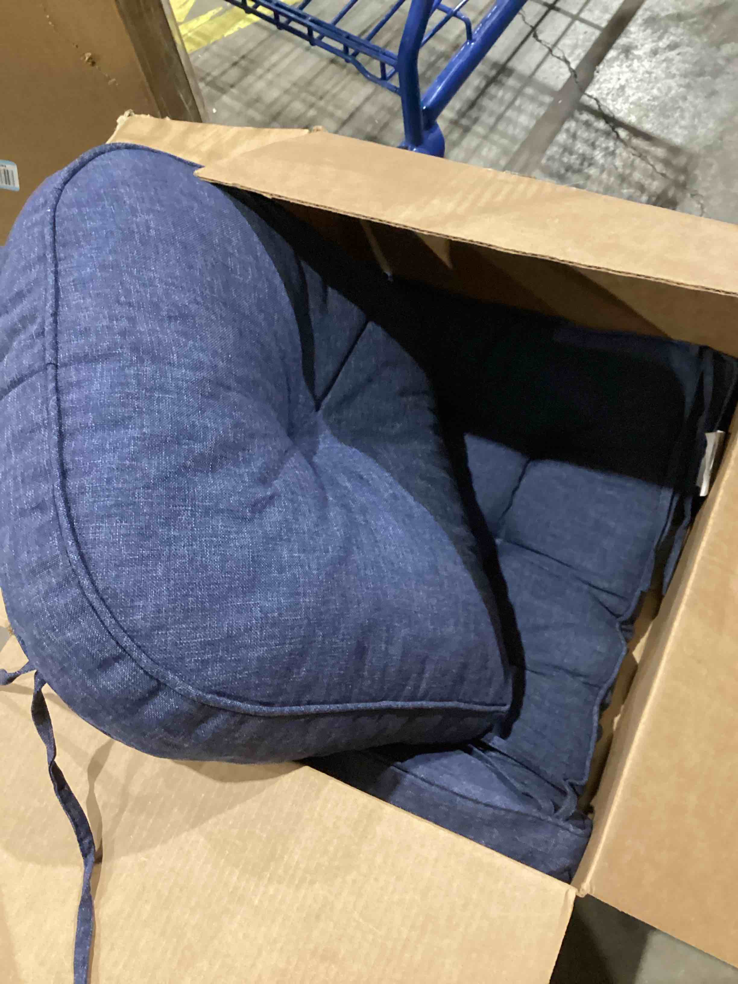 Condition photo showing As Is for only one outdoor dining chair cushions,, water repellent, patio seating cushions, for garden patio furniture (navy blue)