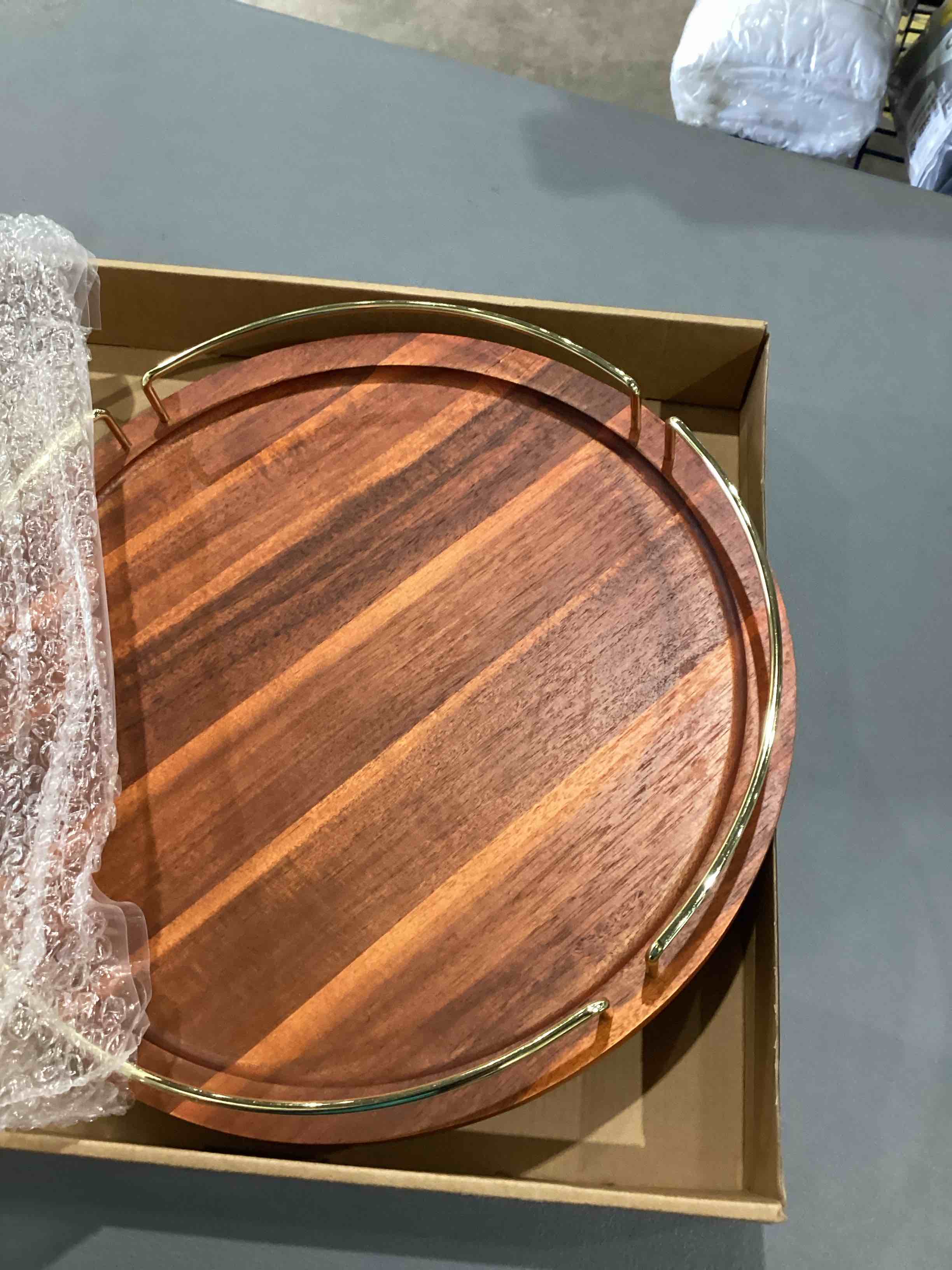 Condition photo showing New/Like New for modular serving tray - acacia | serving platter snack tray for party hosting - trays for serving food, charcuterie, fruit platter tray for parties, appetizer dishes & dessert trays rectangular