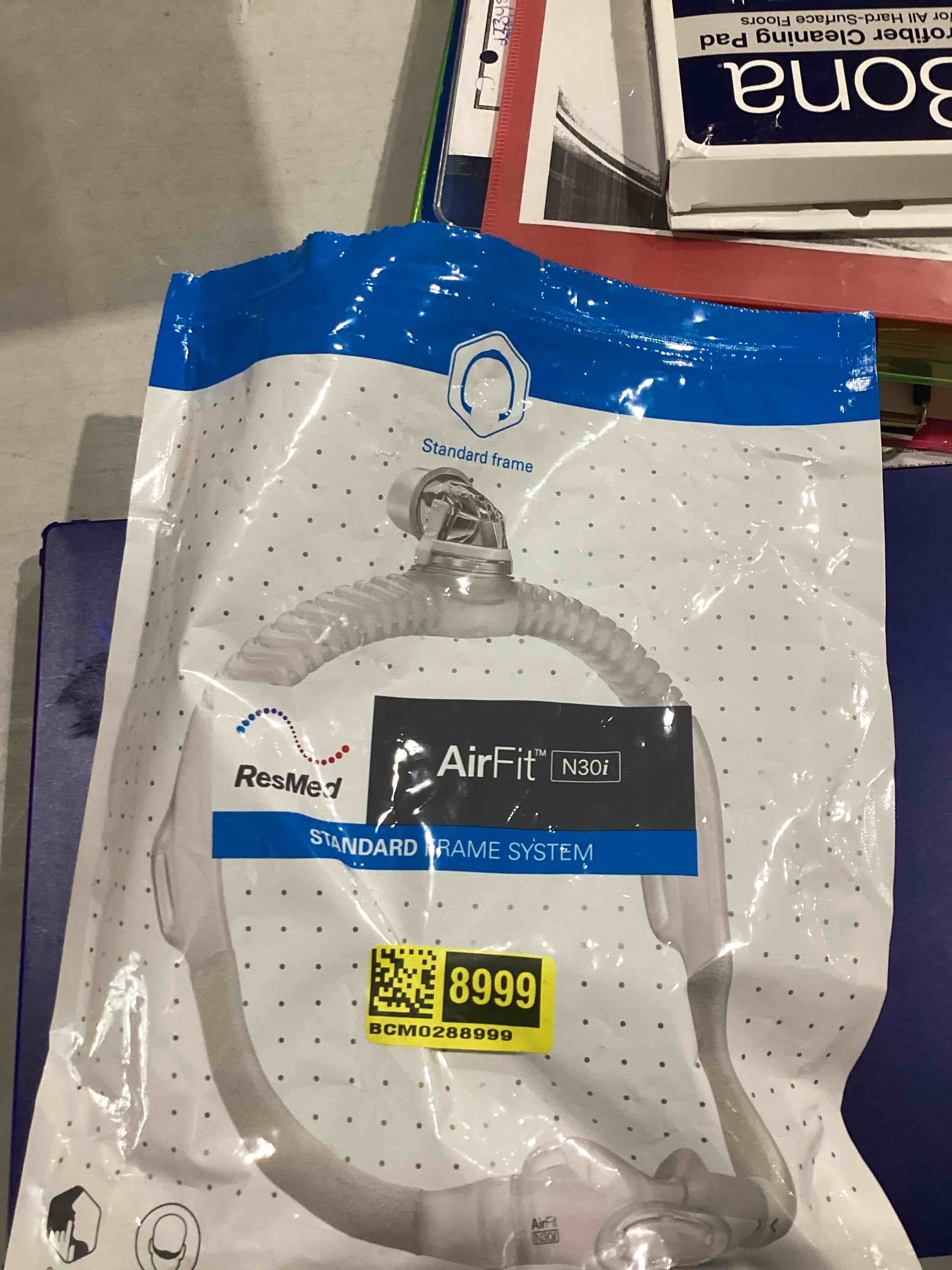 Condition photo showing As Is for resmed airfit n30i standard frame system, elbow & nasal cradle cushion - for cpap mask - replacement cpap accessories - standard frame / medium cushion medium (pack of 1)