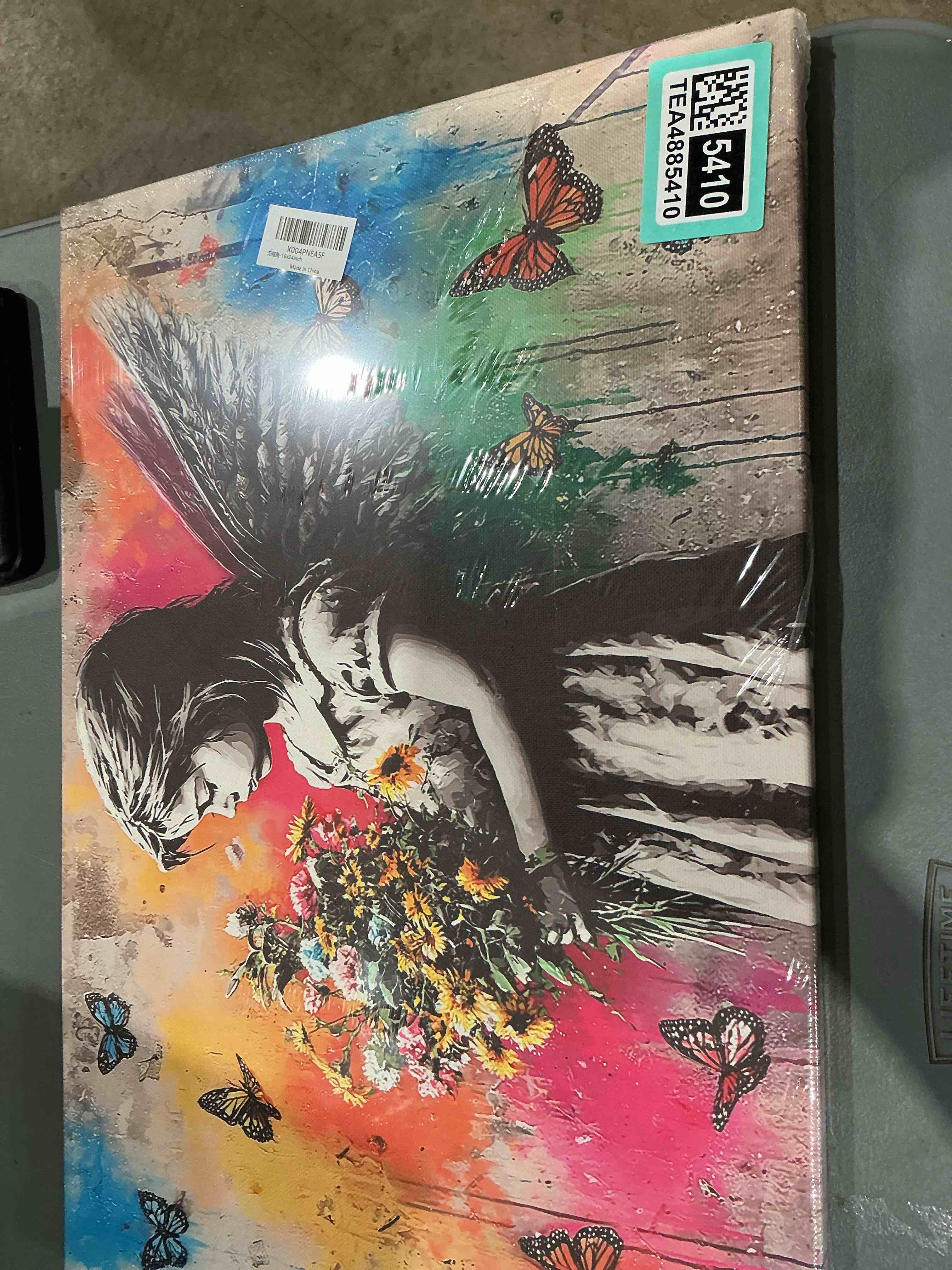 Condition photo showing New/Like New for banksy hands wall art graffiti street pop art canvas prints painting wall decor abstract gesture picture artwork decoration framed gifts for girls boys bedroom living room office bathroom 12"x16" banksy hand 16"l x 12"w