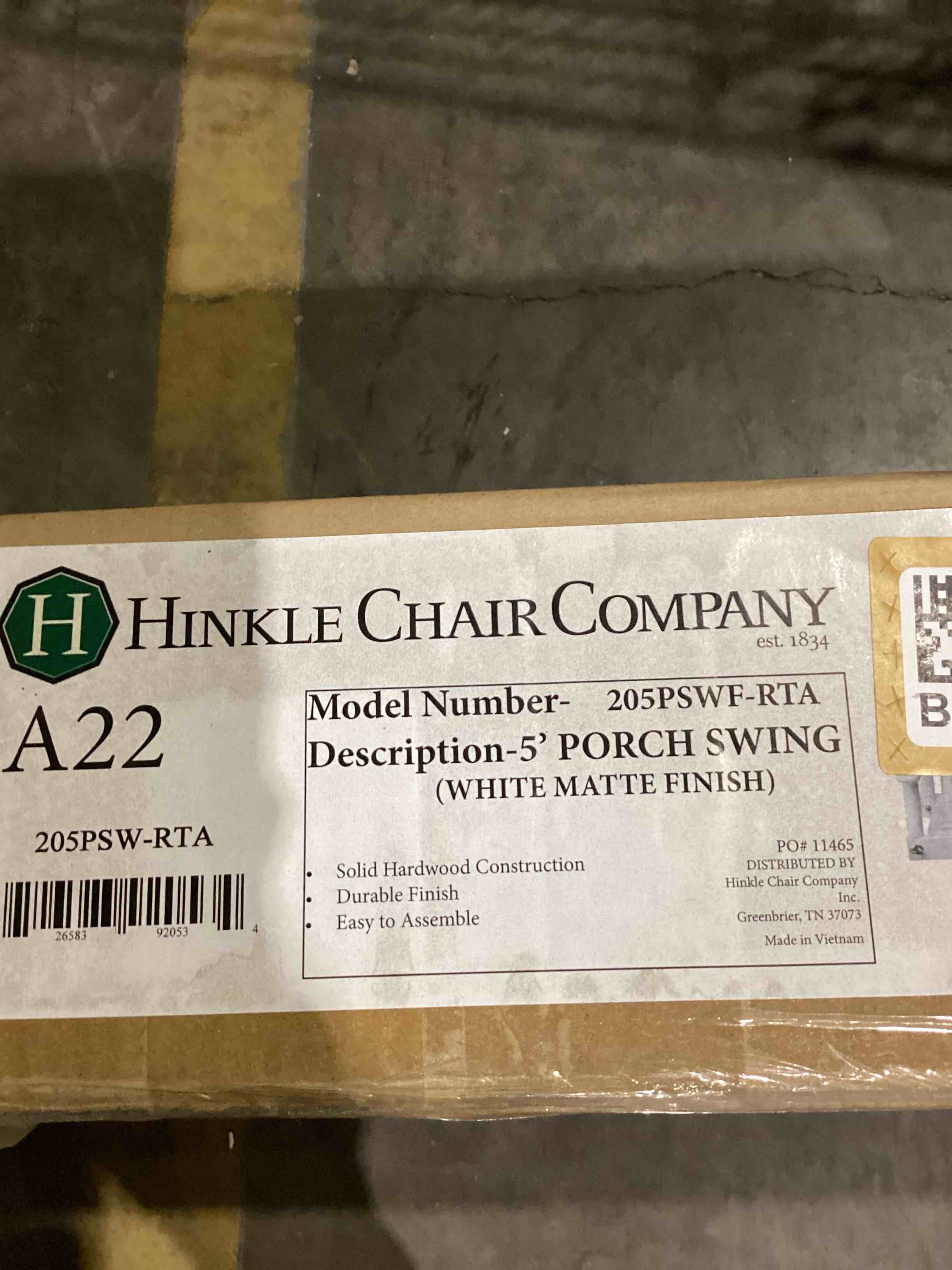 hinkle bradley porch swing wood white 325 lb. 19 in. d x 25 in. h x 60 in. w
