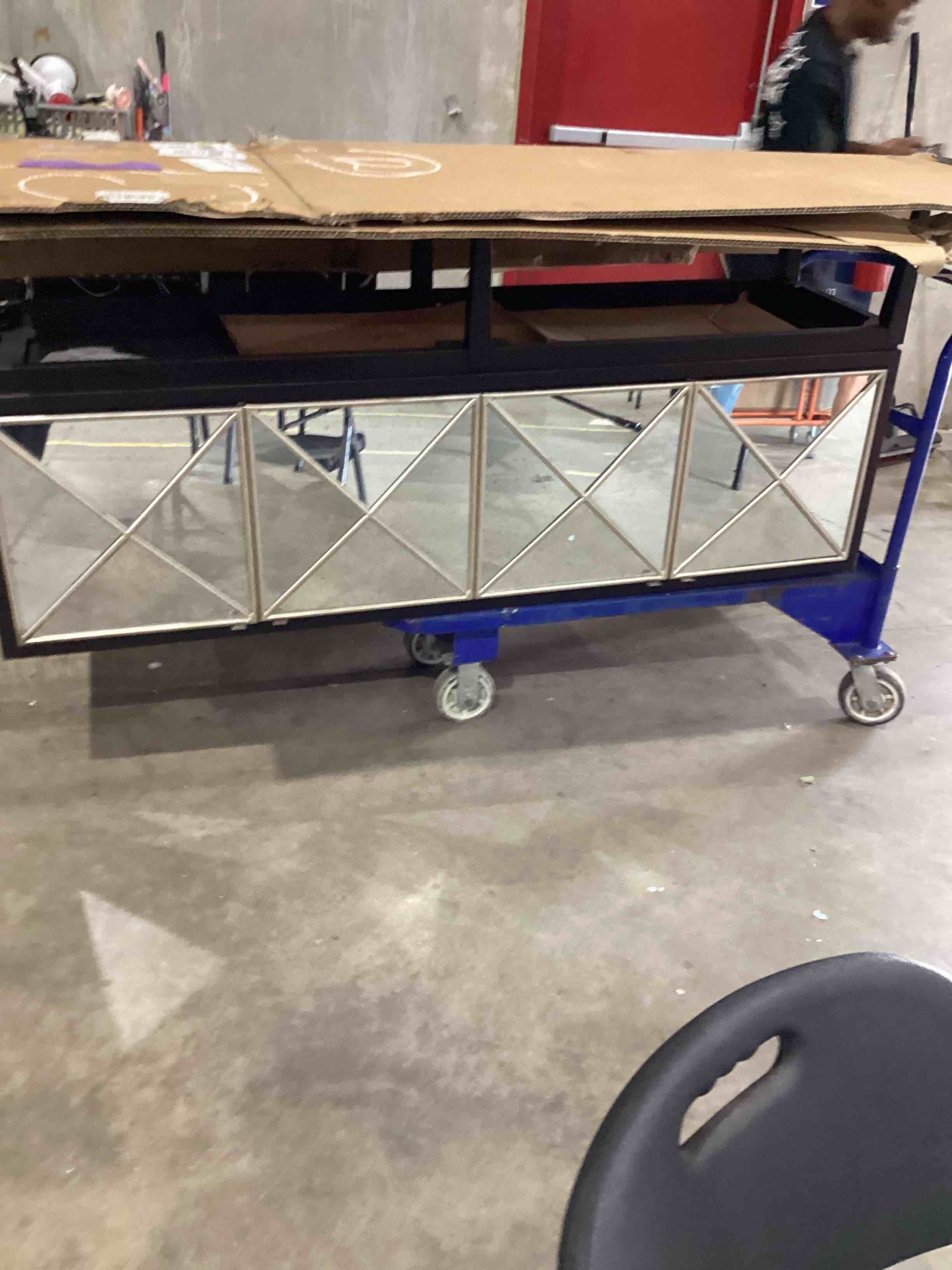 Condition photo showing As Is for hooker furniture casual dining melange jova four-door credenza