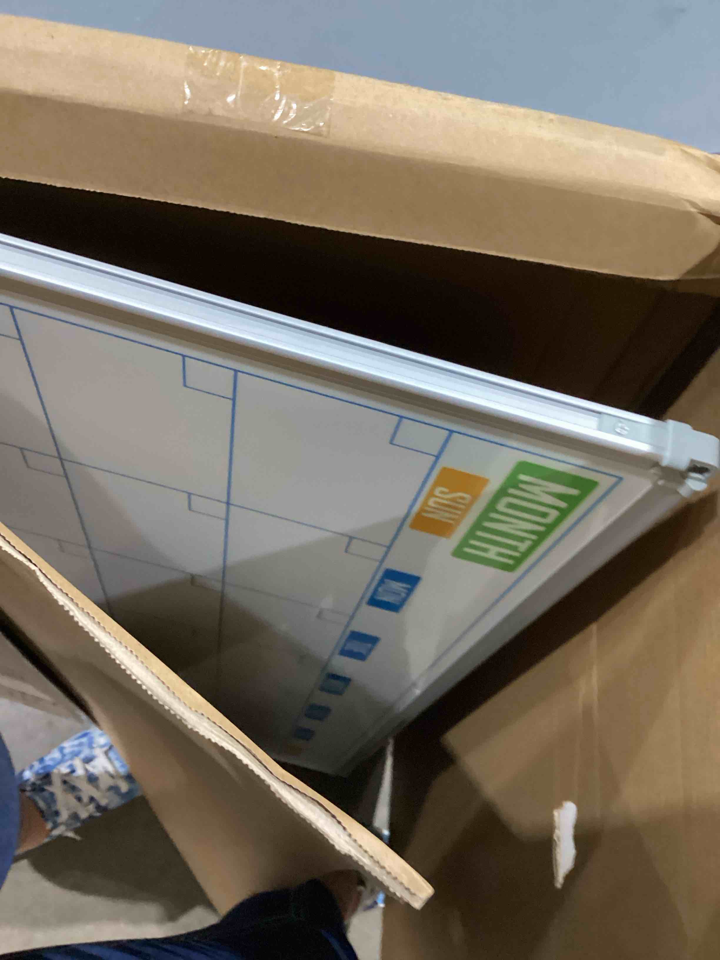 Condition photo showing As Is for lockways large white board 96 x 48 inch dry erase calendar board 4 x 8 | magnetic aluminium frame whiteboard with marker tray for school, office and home