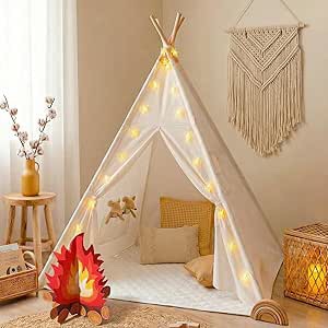 children’s teepee with fairy lights 