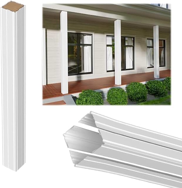 muzata 6x6 vinyl post wrap porch post sleeve white snap column wrap durability and easy installation