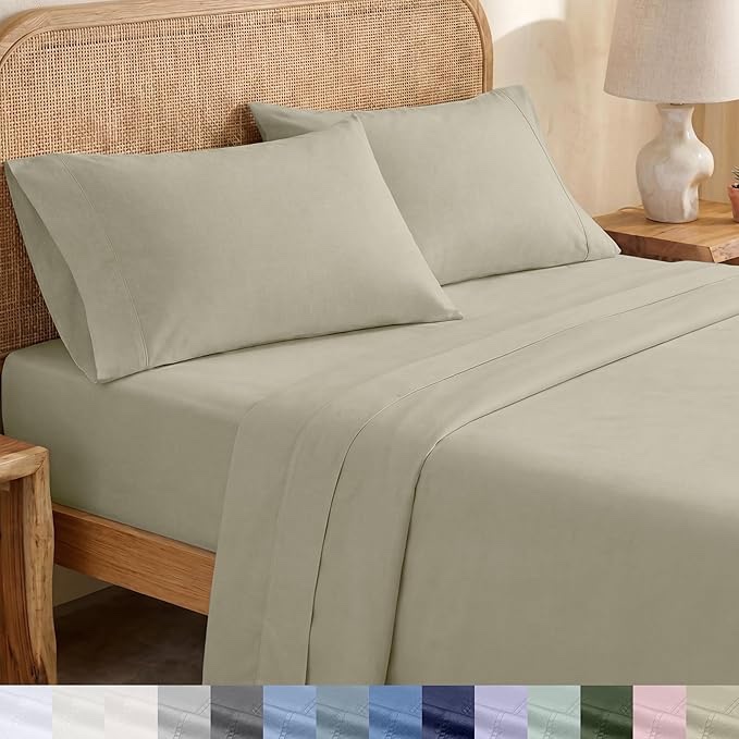 quince, classic organic percale fitted sheet full set of 4 ,color beige(full)
