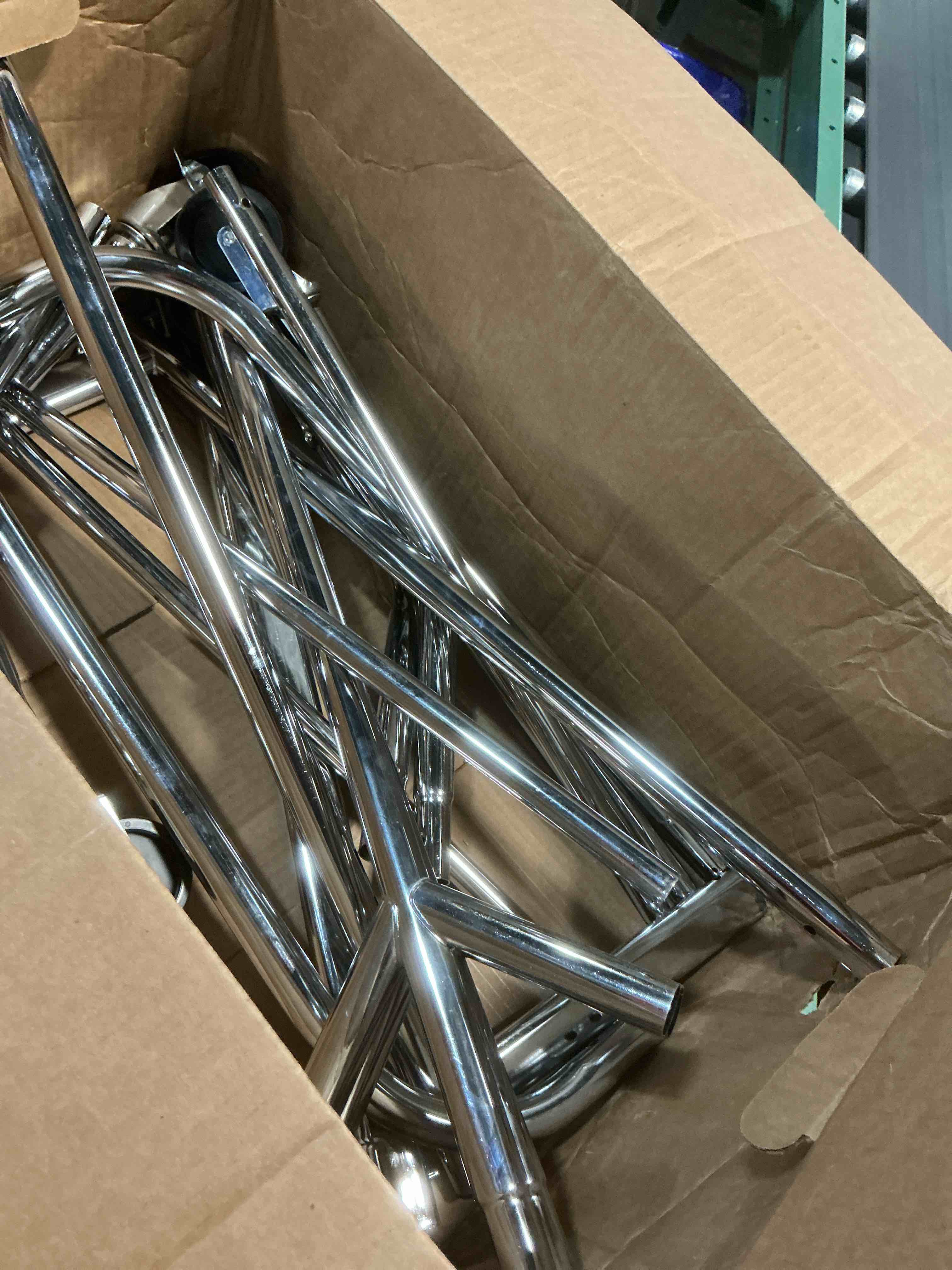 Condition photo showing As Is for eagmak heavy duty clothes rack load 420 lbs, rolling garment rack with lockable wheels, standing metal clothing rack with shelves, portable wardrobe sturdy coat rack for hanging clothes (silver) 43.3?×18.9?×63? silver