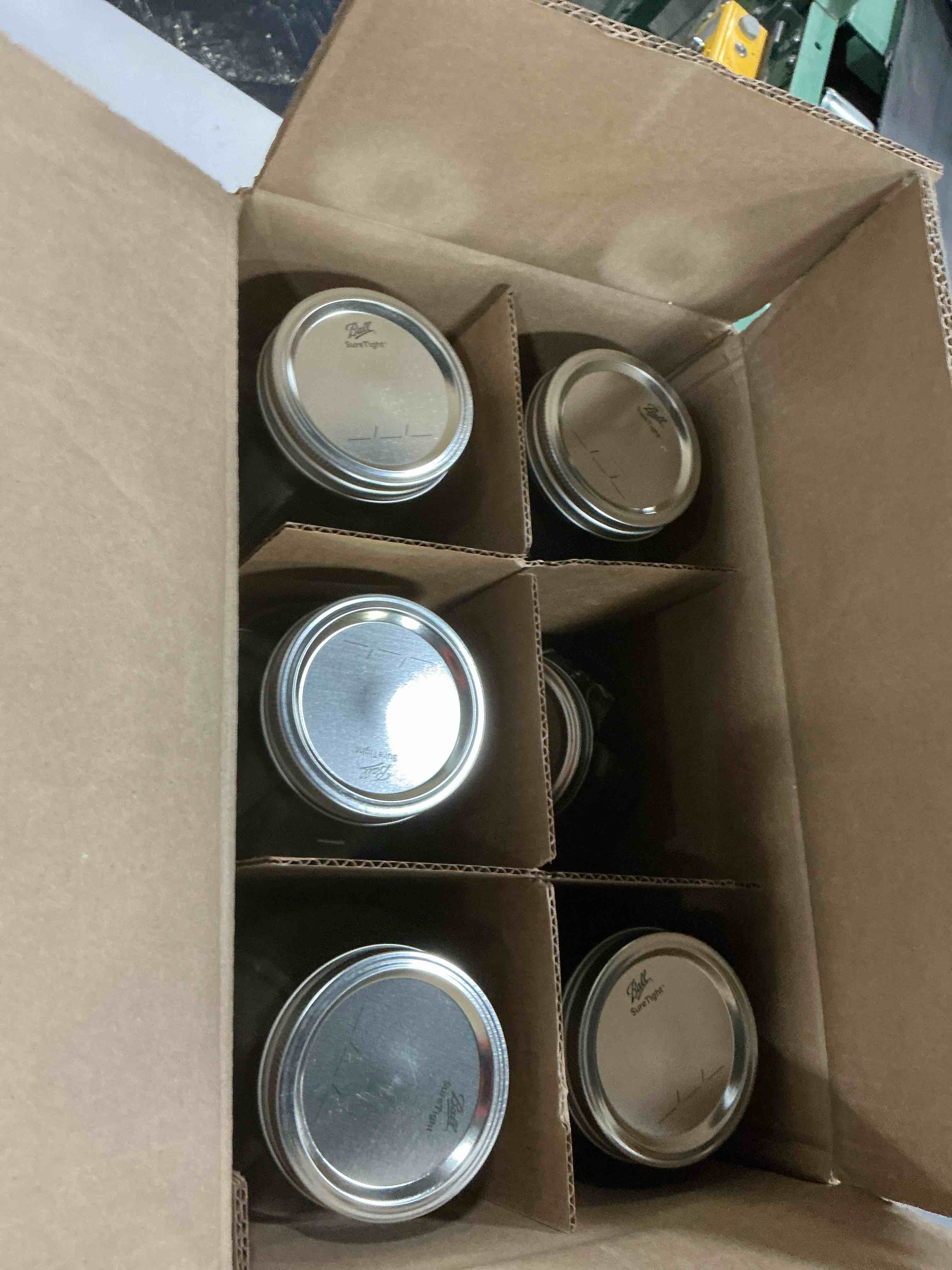 Condition photo showing As Is for ball - 64oz wide mouth jars with lids & bands 6 pack jars | half gallon large glass mason jar for food storage with airtight lid, 0.5 gallon glass jar with lid and bands, set of 6 64 ounce (pack of 6) incomplete