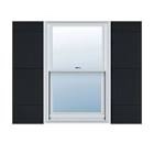 14 in. w x 55 in. h builders edge, standard four board joined (3 batten), board-n-batten shutters, includes matching installation spikes, 002 - black