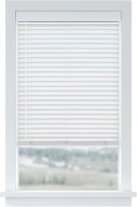 levolor basics cordless 2" faux wood blinds, light filtering window shade, blinds for indoor windows, white, fits up to 35" w x 48" l