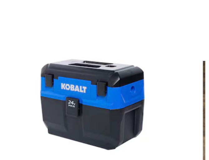kobalt 24-volt 3-gallon 1 hp cordless wet/dry shop vacuum with accessories included (battery