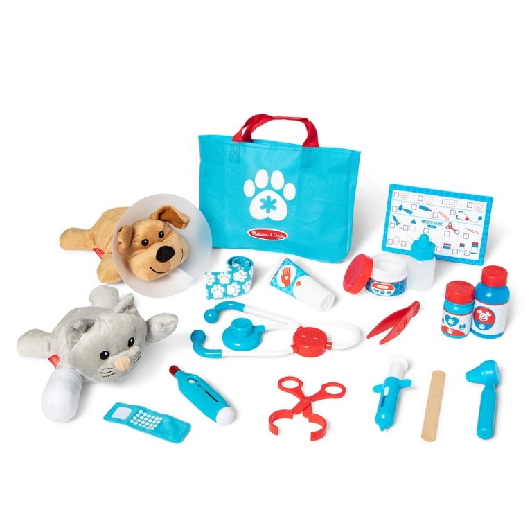 melissa & doug examine and treat pet vet play set (24 pieces)