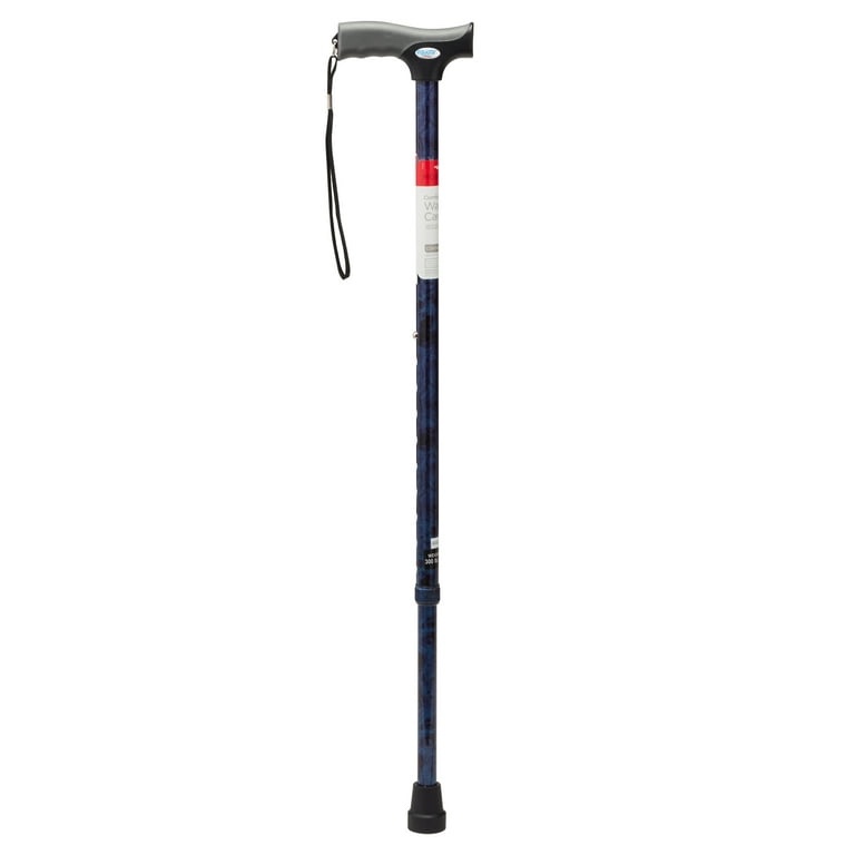 equate mobility comfort grip walking cane, blue, height adjustable, 300 lb weight capacity(2 pack)