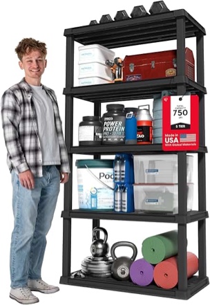 blue hawk 72-in h x 36-in w x 18-in d 5-tier plastic freestanding shelving unit