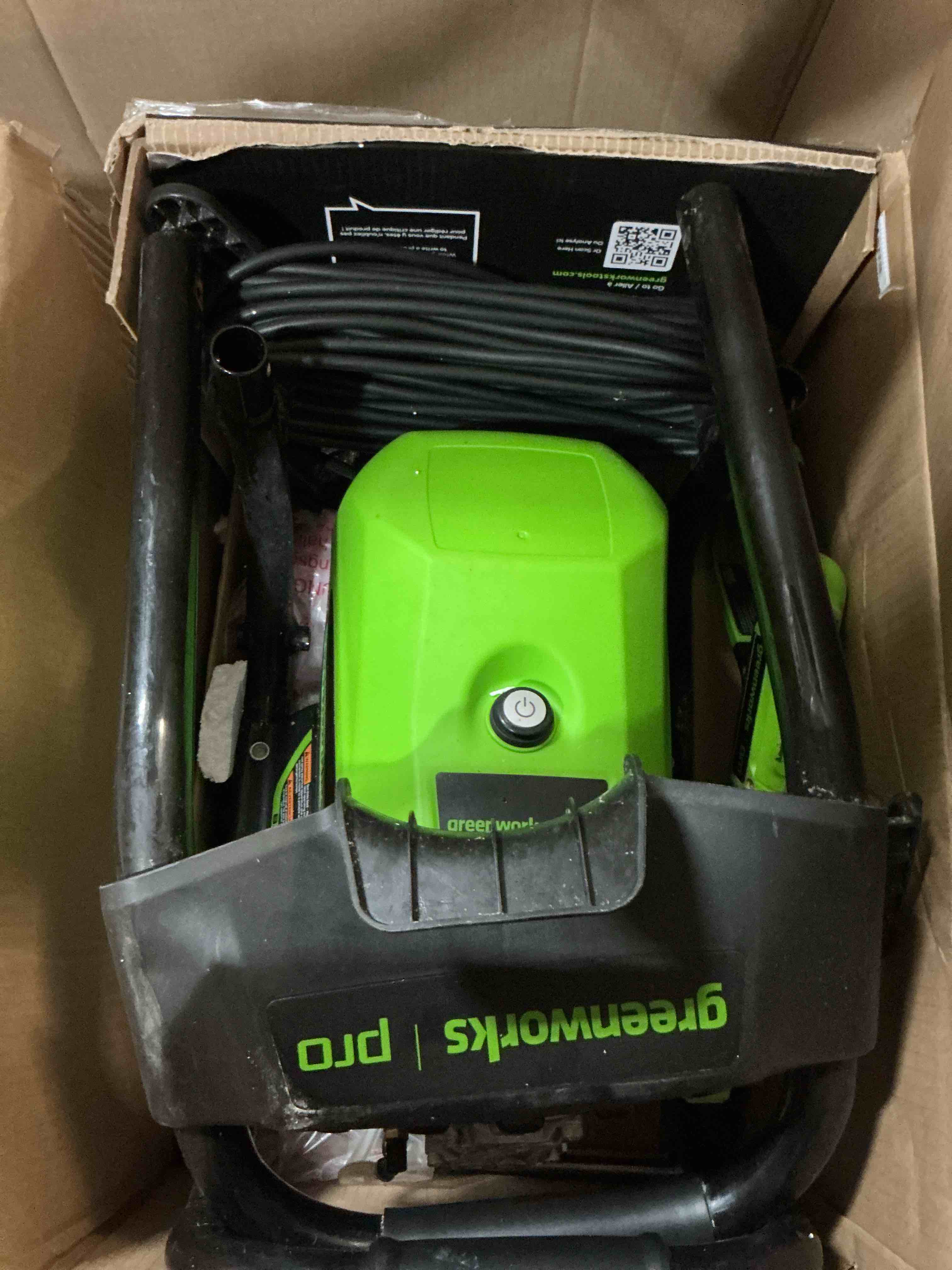 Condition photo showing As Is for 2500 psi 2.0 gpm brushless electric pressure washer
